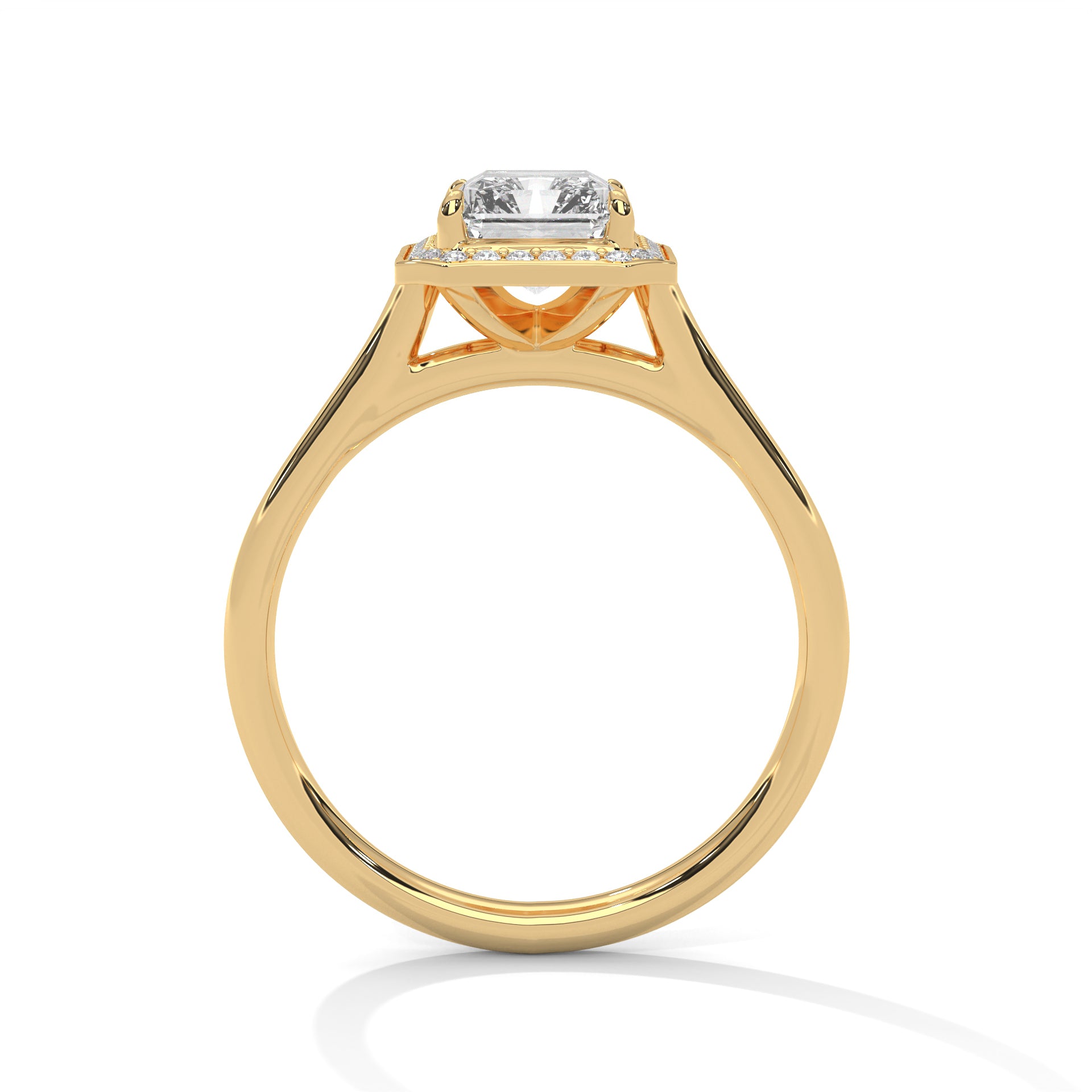 Rose Gold Emerald Cut Octagonal Halo Solitaire Engagement & Anniversary Ring