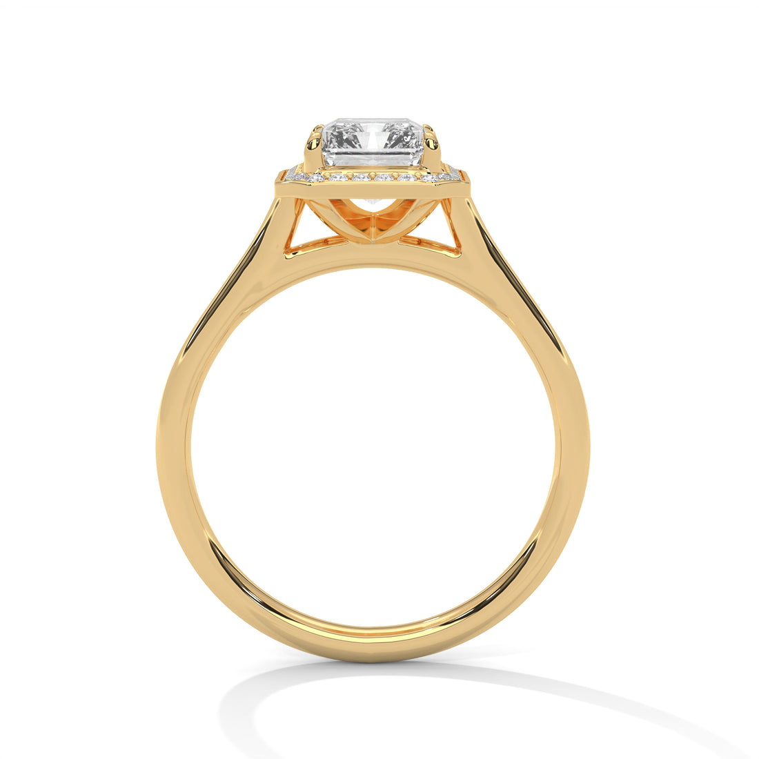 Rose Gold Emerald Cut Octagonal Halo Solitaire Engagement & Anniversary Ring