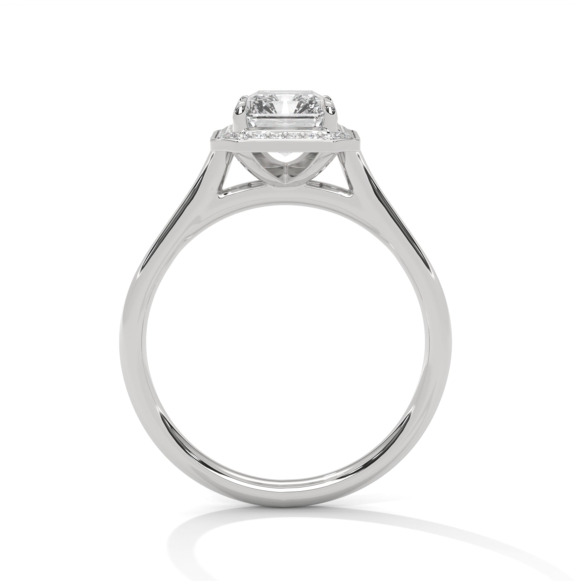 Rose Gold Emerald Cut Octagonal Halo Solitaire Engagement & Anniversary Ring