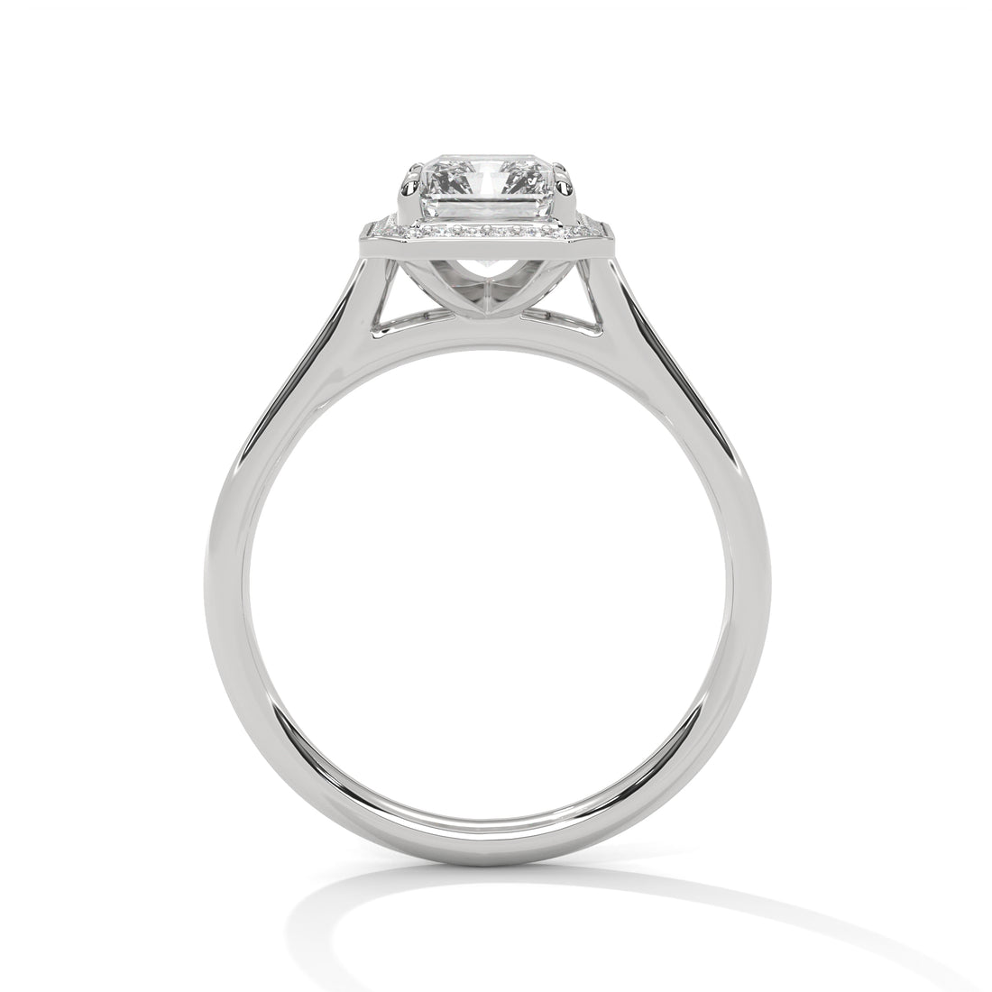 Rose Gold Emerald Cut Octagonal Halo Solitaire Engagement & Anniversary Ring