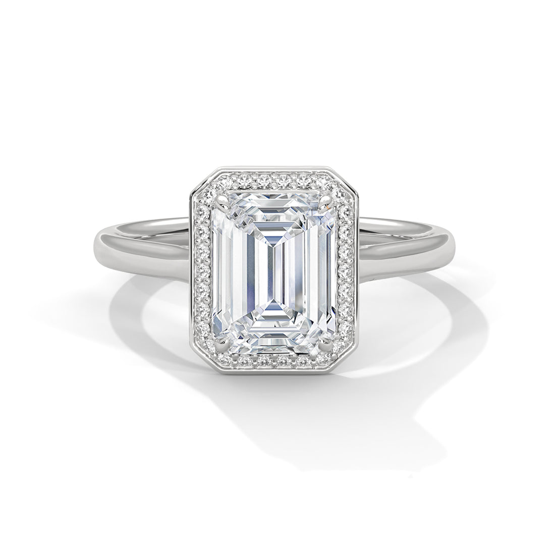 Rose Gold Emerald Cut Octagonal Halo Solitaire Engagement & Anniversary Ring