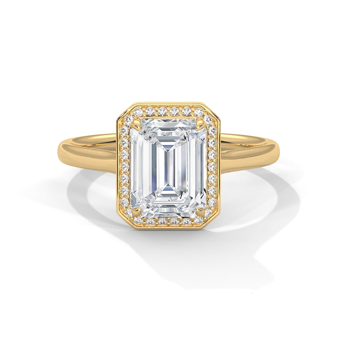 Rose Gold Emerald Cut Octagonal Halo Solitaire Engagement & Anniversary Ring