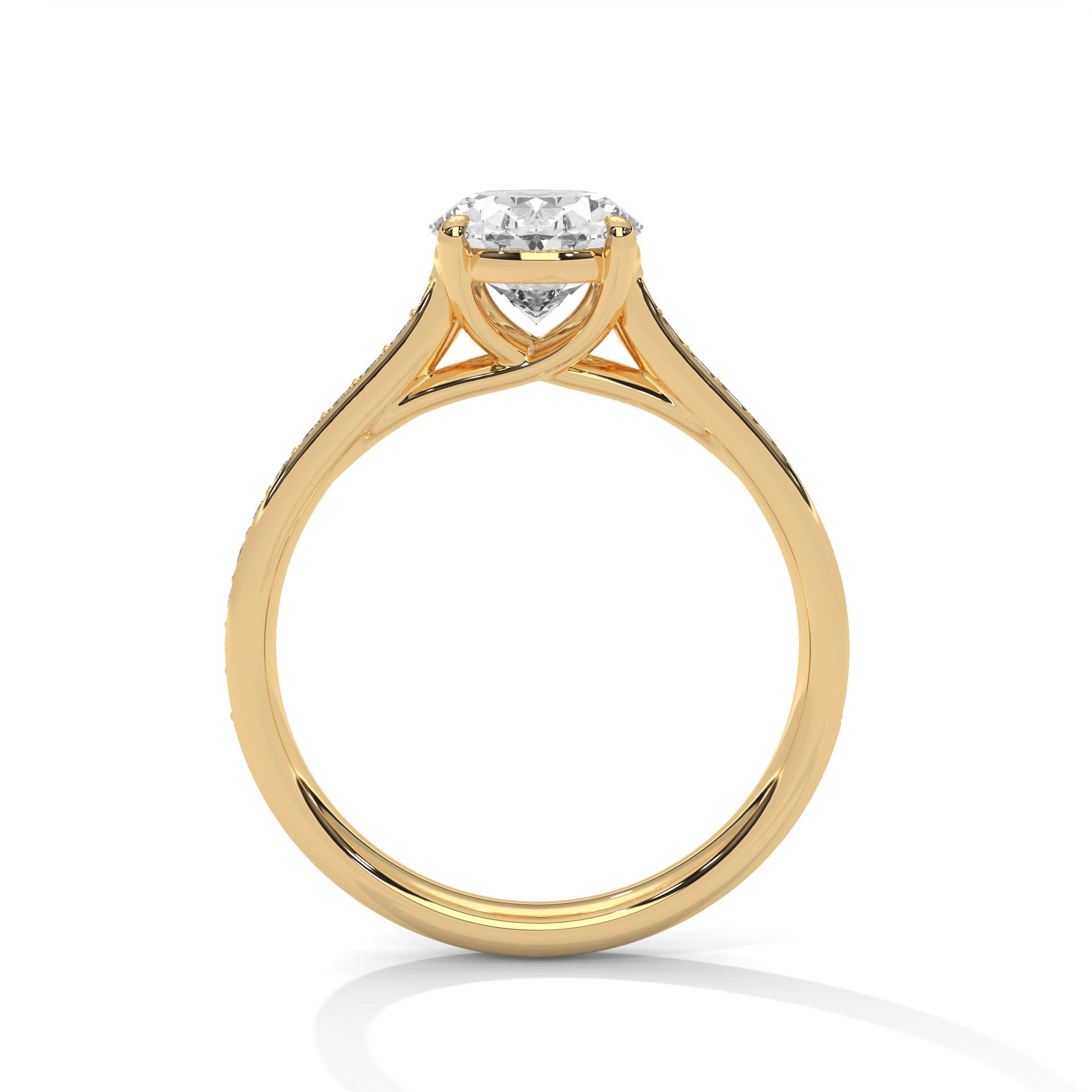 Rose Gold Oval Cut Solitaire Four-Prong Pavé Cathedral Engagement & Anniversary Ring