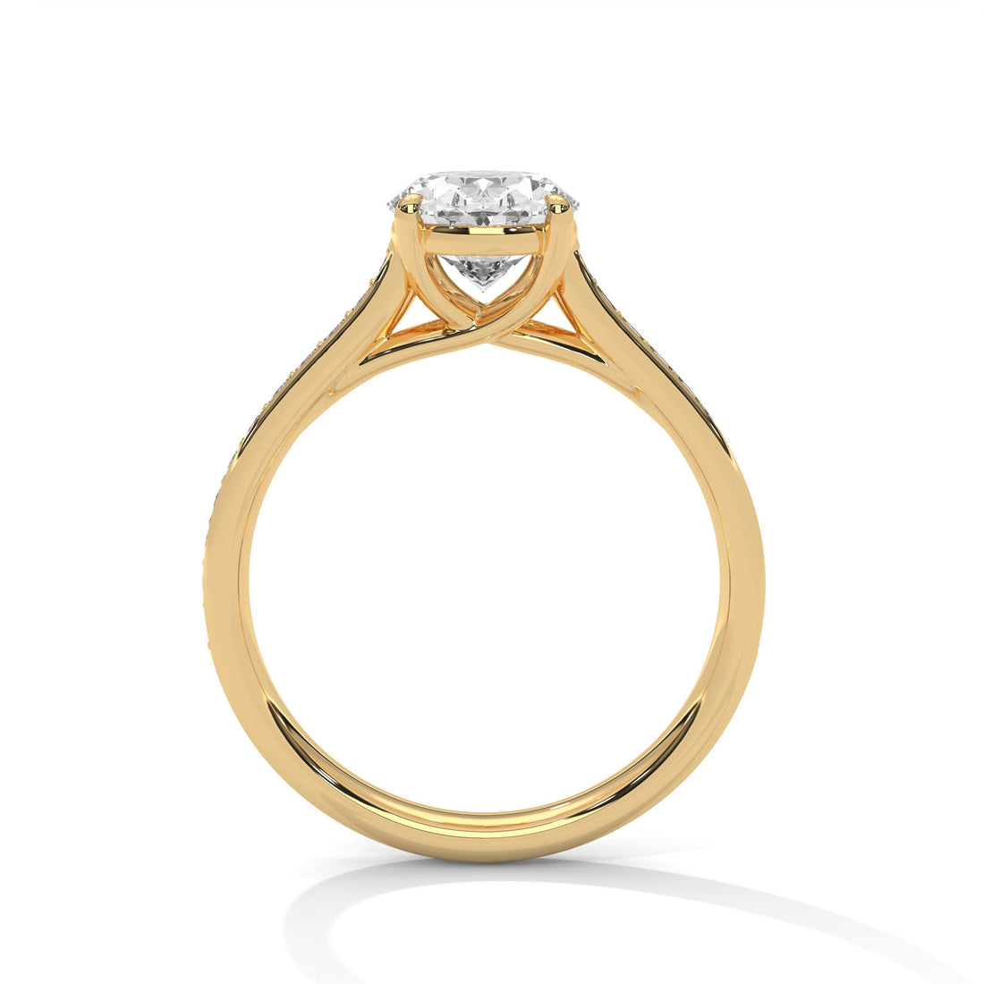 Rose Gold Oval Cut Solitaire Four-Prong Pavé Cathedral Engagement & Anniversary Ring