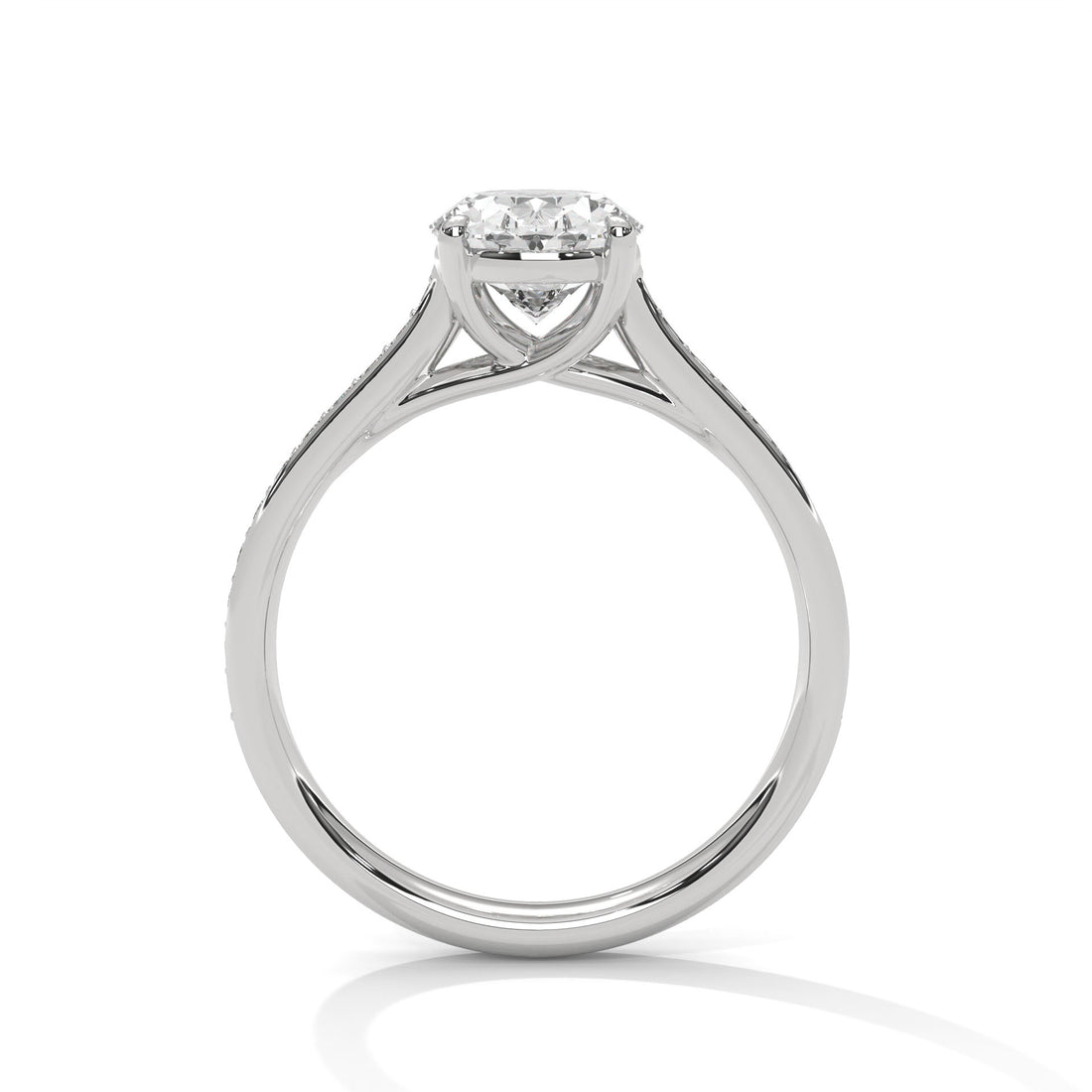 Rose Gold Oval Cut Solitaire Four-Prong Pavé Cathedral Engagement & Anniversary Ring