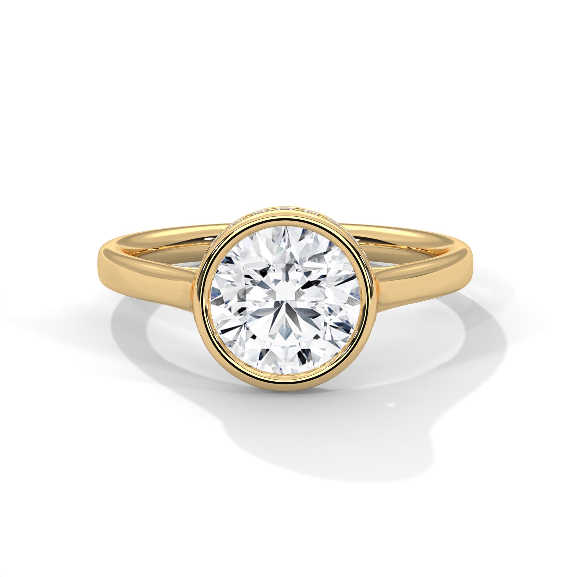 Rose Gold Round Cut Solitaire Bezel Setting Engagement & Anniversary Ring