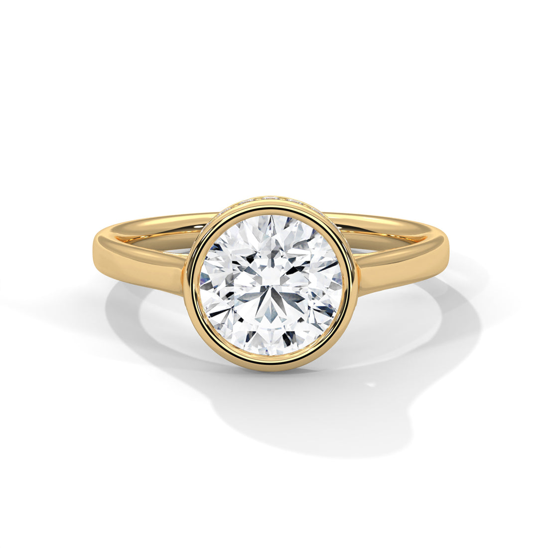 Rose Gold Round Cut Solitaire Bezel Setting Engagement & Anniversary Ring