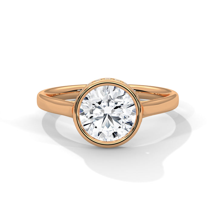 Rose Gold Round Cut Solitaire Bezel Setting Engagement & Anniversary Ring