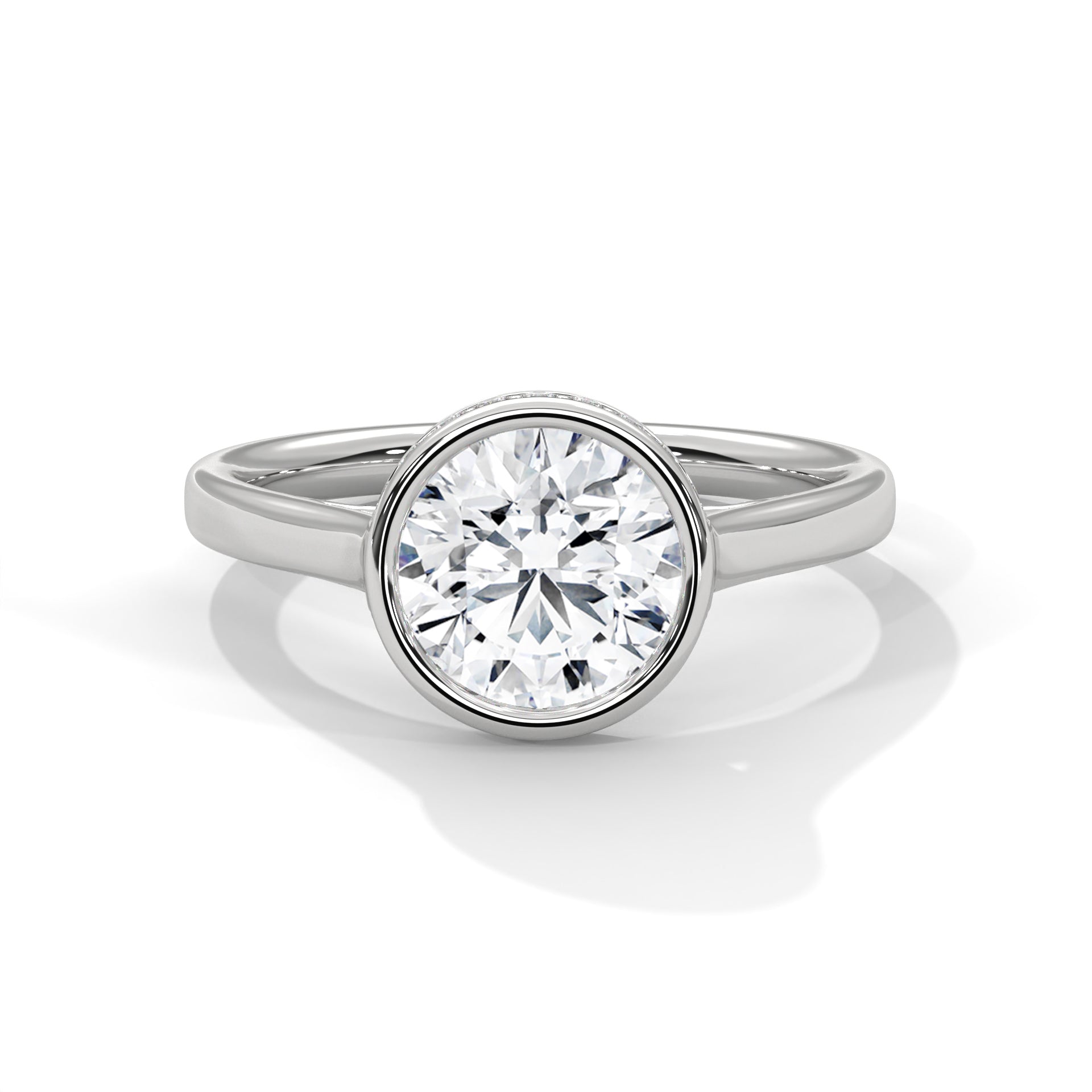 Rose Gold Round Cut Solitaire Bezel Setting Engagement & Anniversary Ring