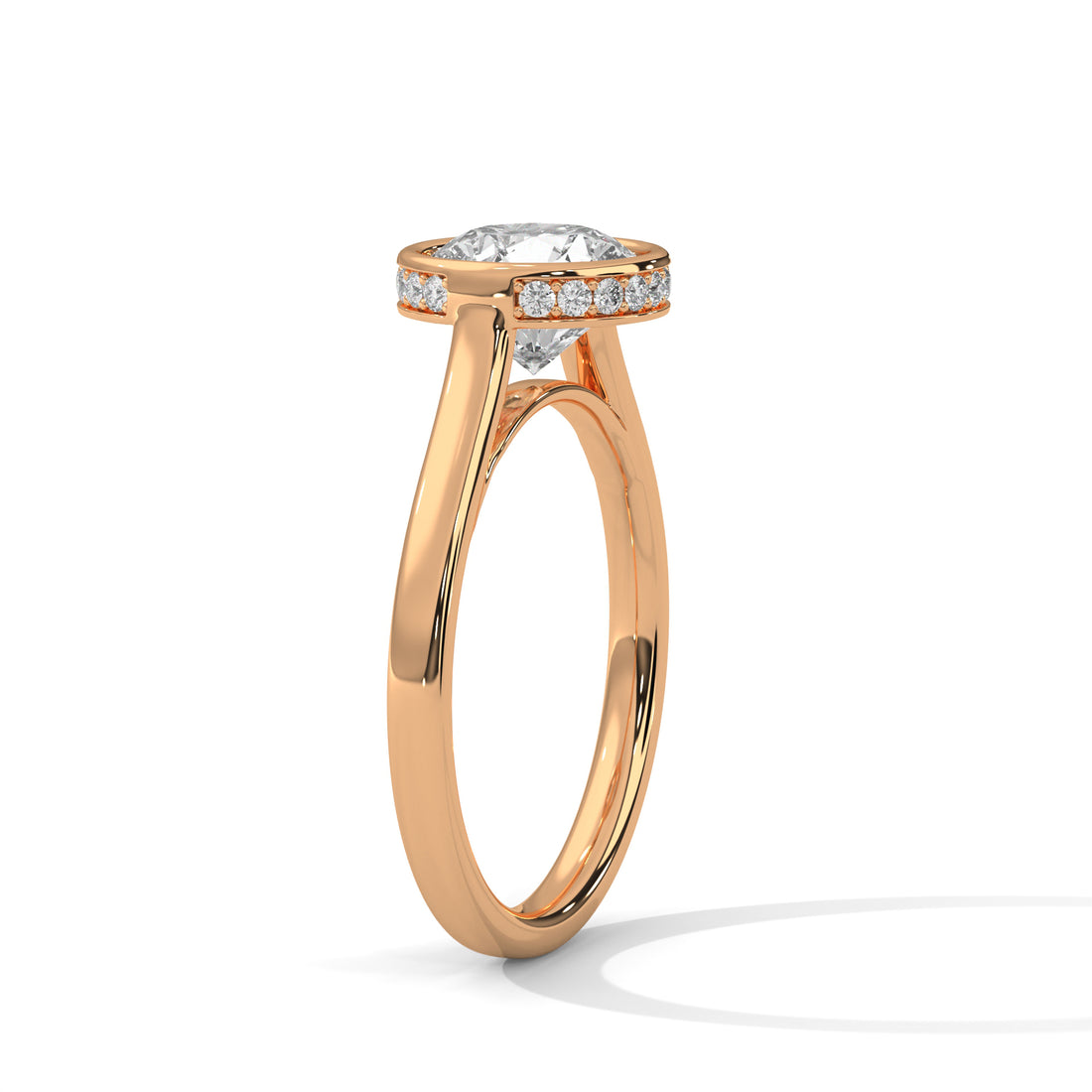 Rose Gold Round Cut Solitaire Bezel Setting Engagement & Anniversary Ring