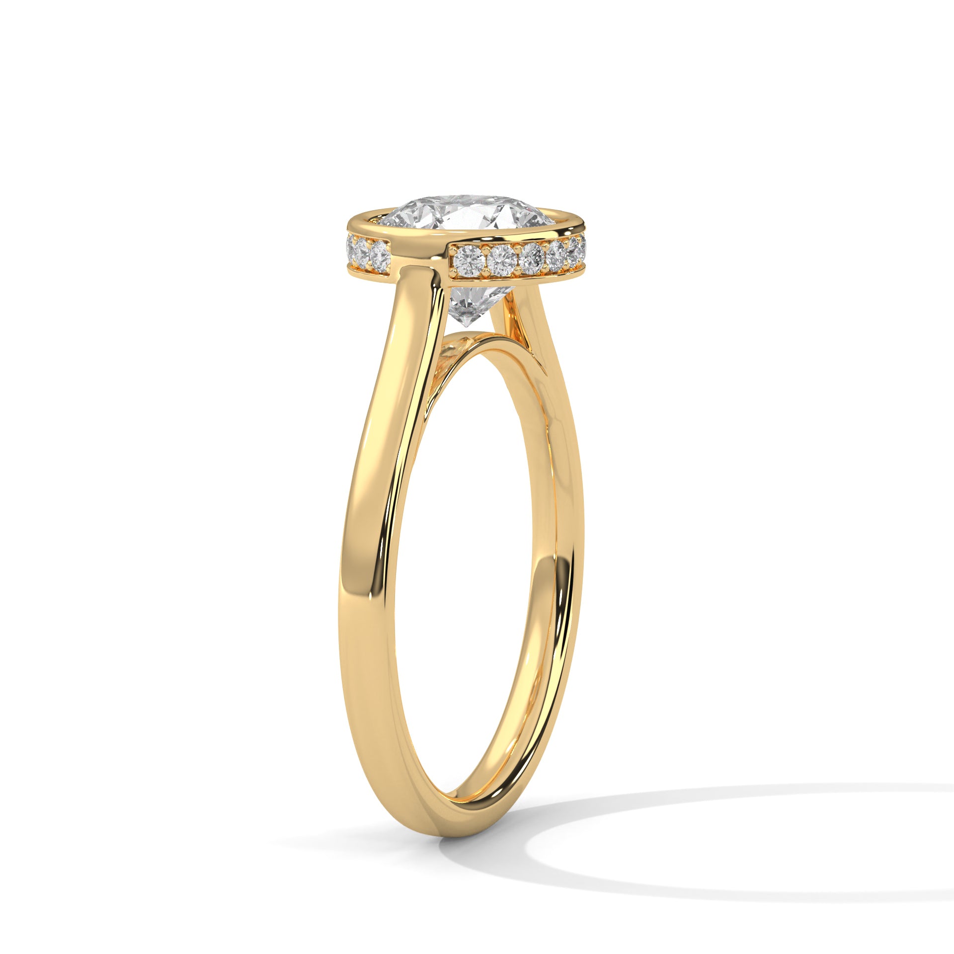 Rose Gold Round Cut Solitaire Bezel Setting Engagement & Anniversary Ring