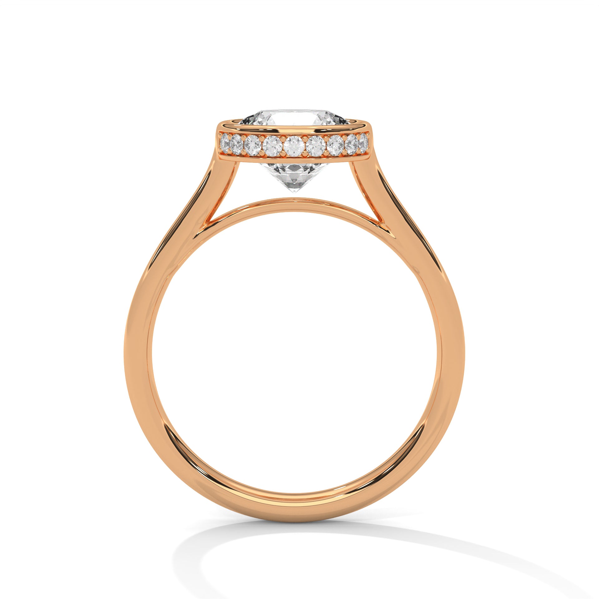 Rose Gold Round Cut Solitaire Bezel Setting Engagement & Anniversary Ring