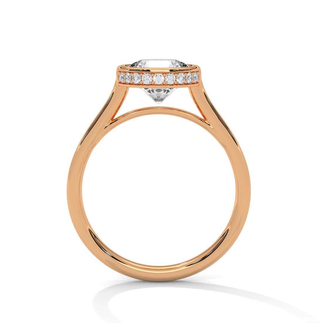 Rose Gold Round Cut Solitaire Bezel Setting Engagement & Anniversary Ring