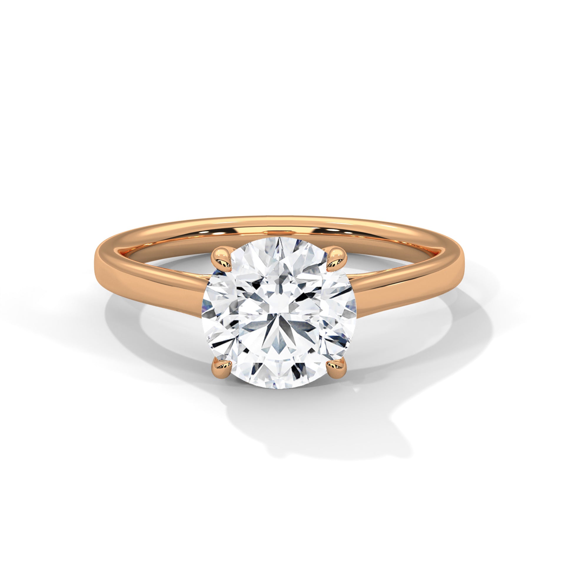 Rose Gold Round Cut Classic Four-Prong Solitaire Cathedral Engagement & Anniversary Ring