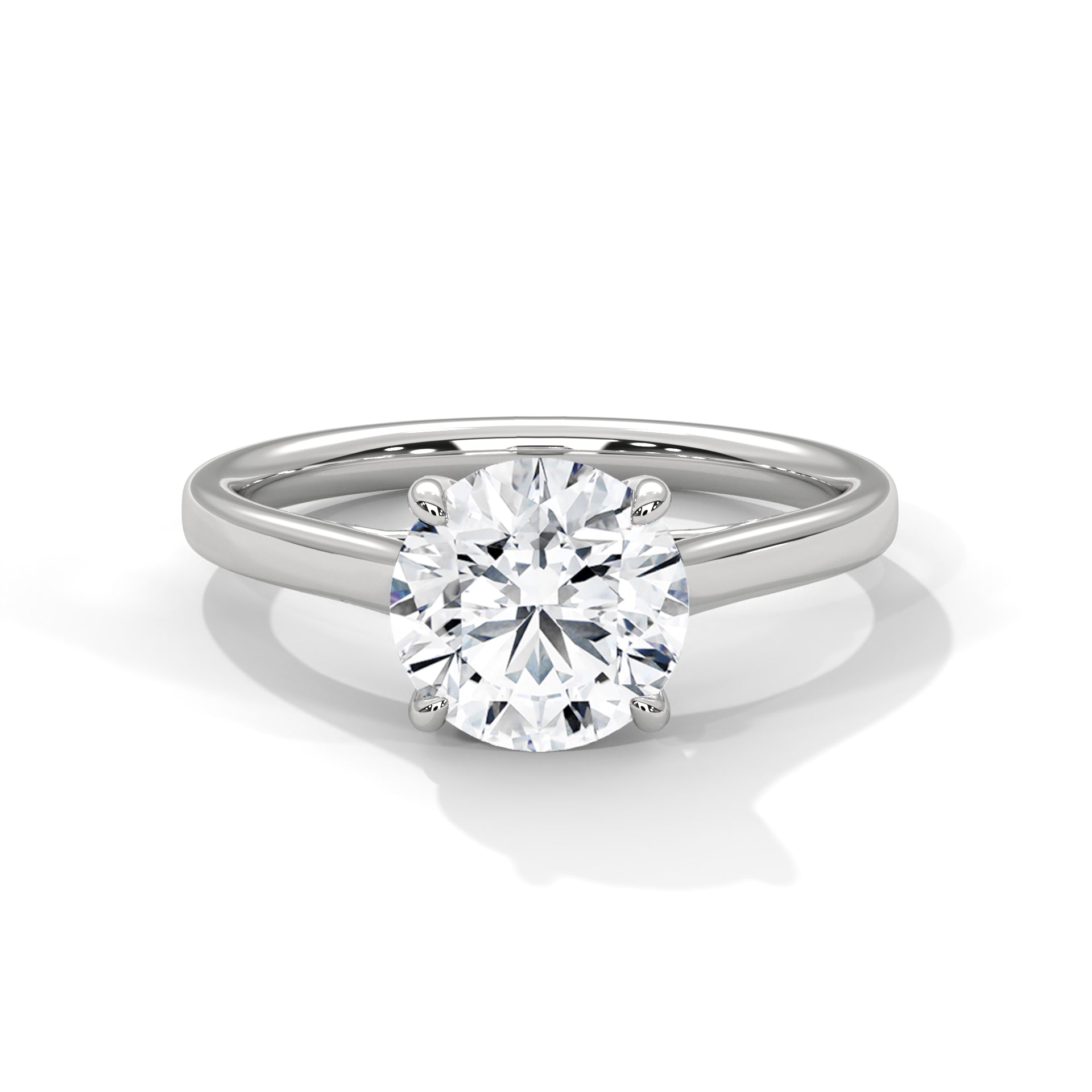 Rose Gold Round Cut Classic Four-Prong Solitaire Cathedral Engagement & Anniversary Ring