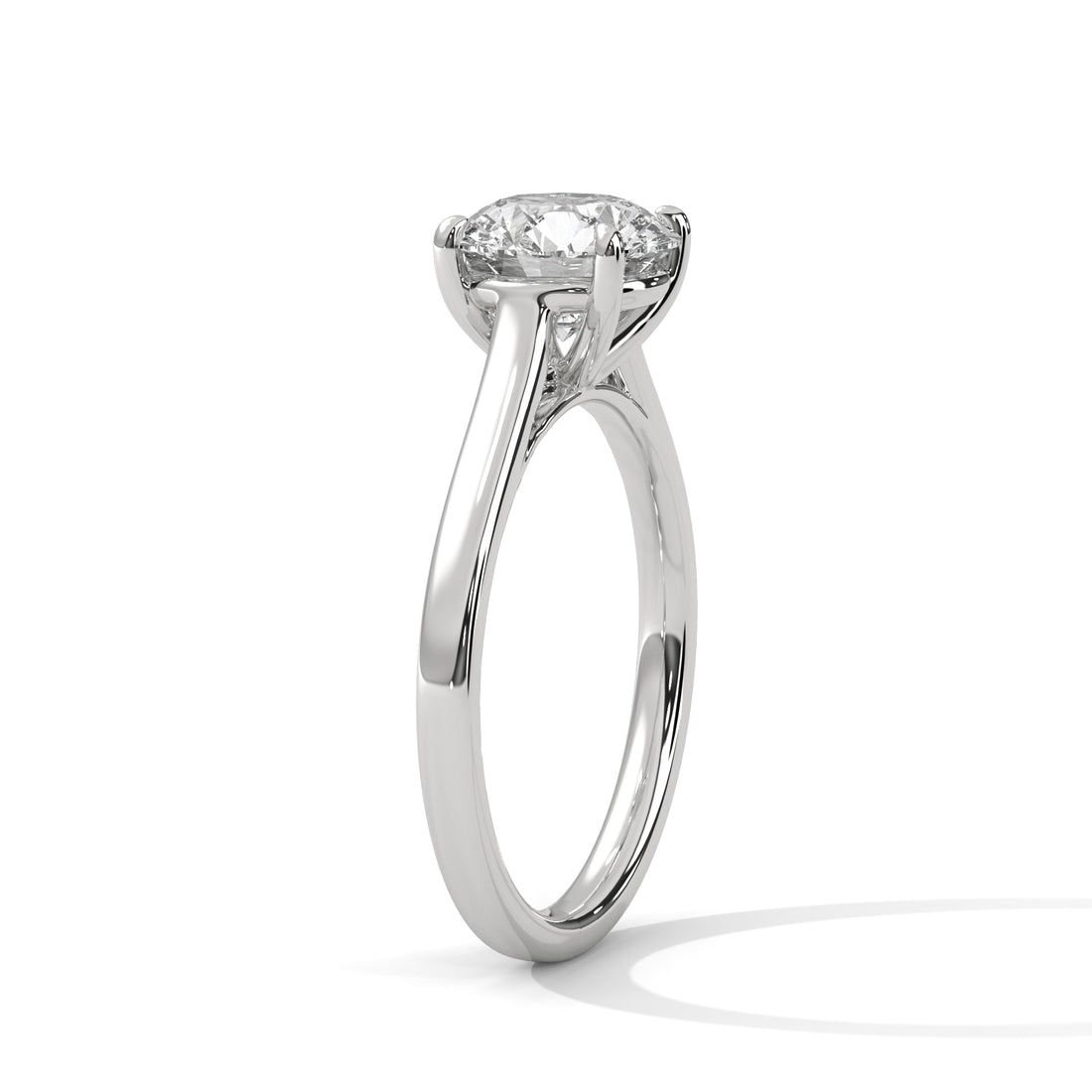 Rose Gold Round Cut Classic Four-Prong Solitaire Cathedral Engagement & Anniversary Ring