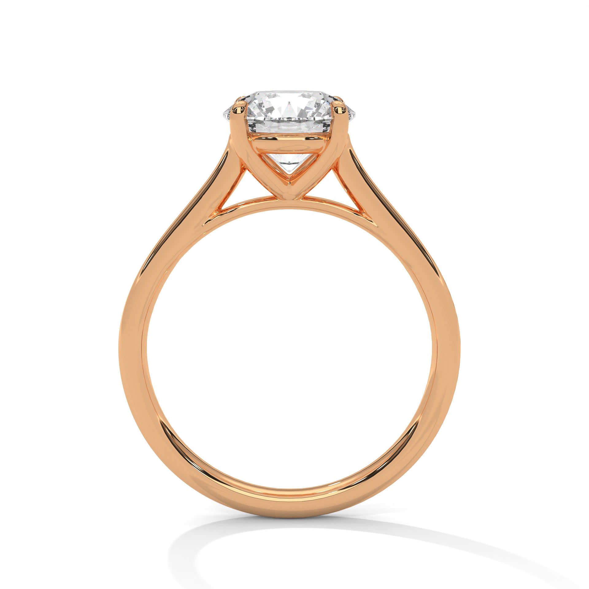 Rose Gold Round Cut Classic Four-Prong Solitaire Cathedral Engagement & Anniversary Ring