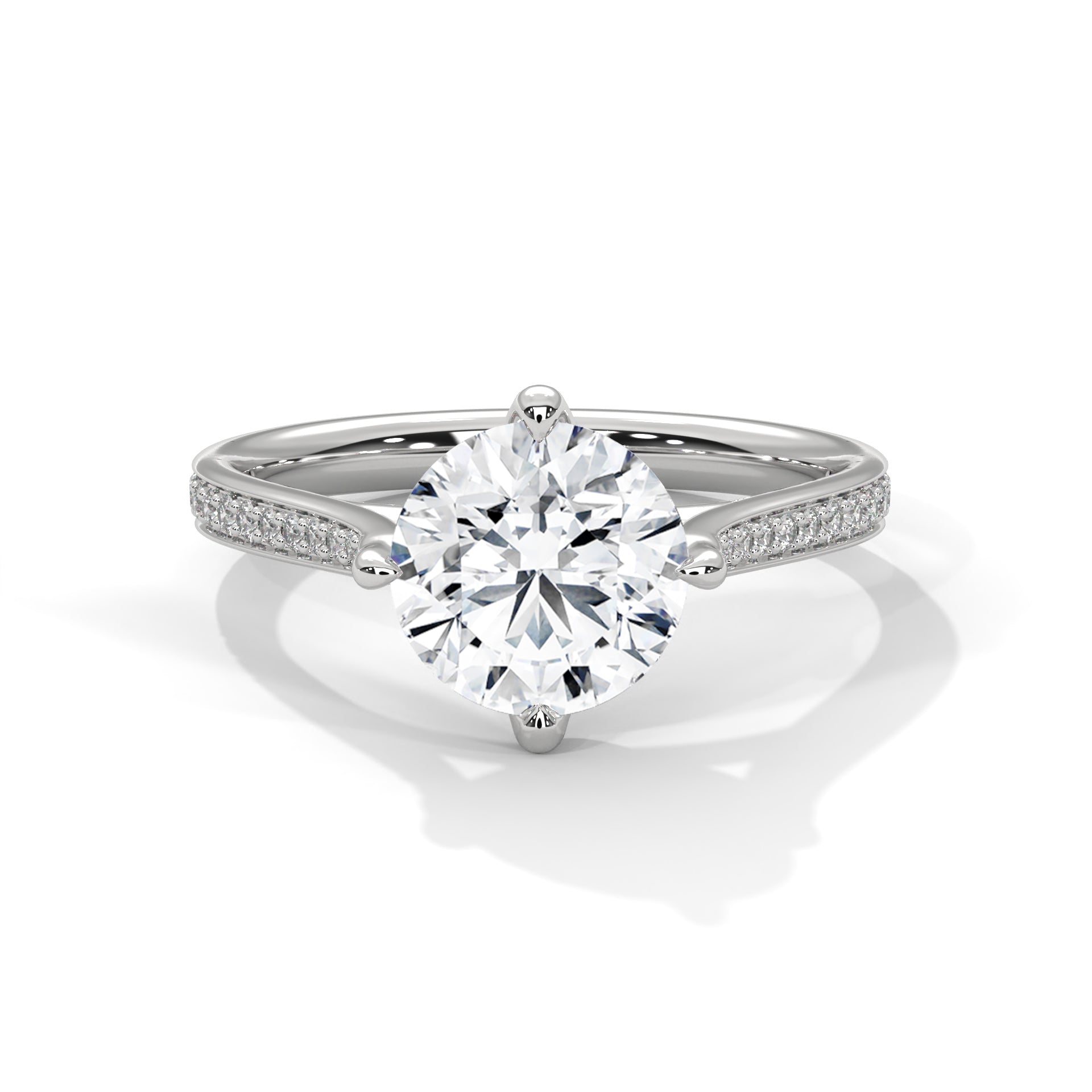 Rose Gold Round Cut Solitaire Four-Prong Twist Pavé Engagement & Anniversary Ring