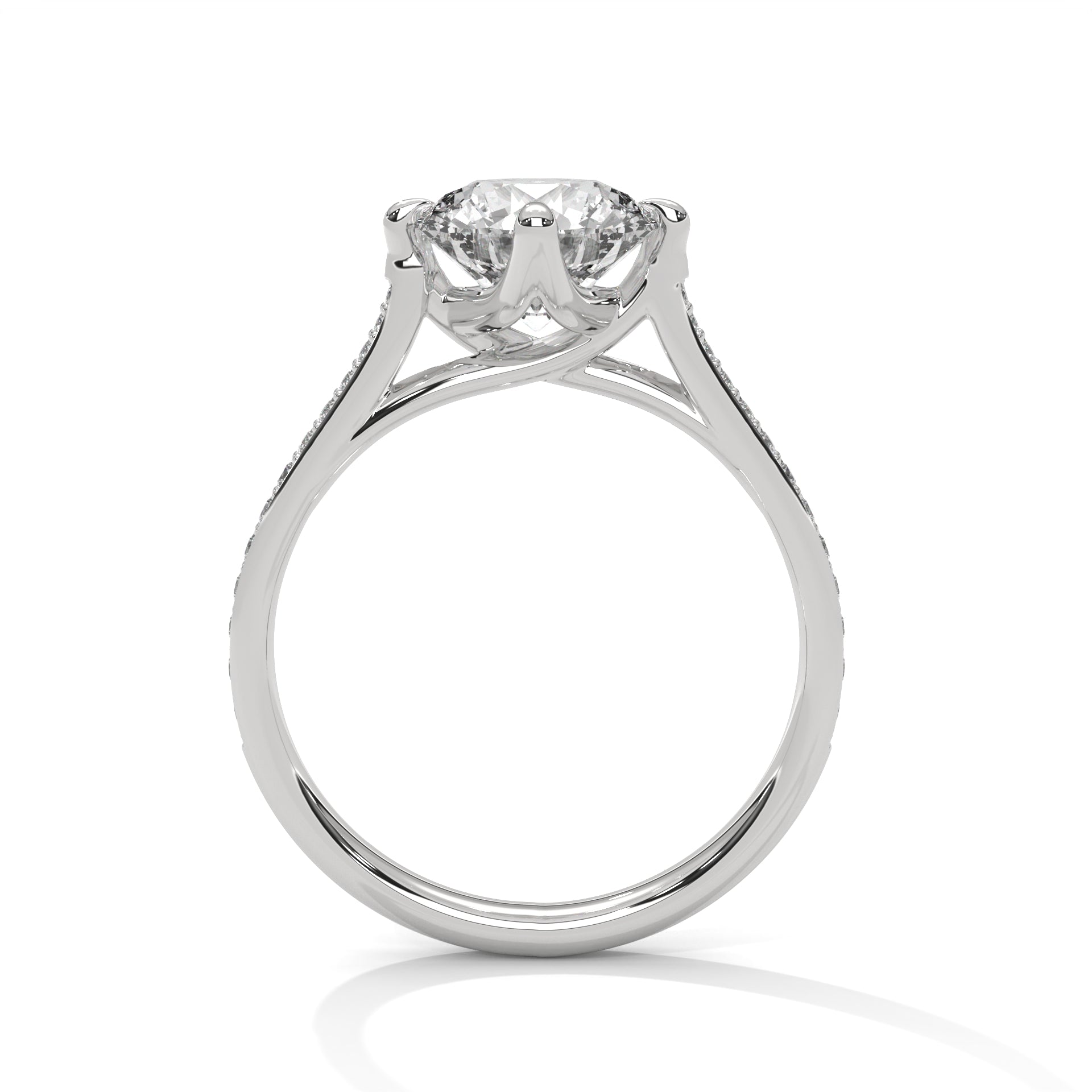 Rose Gold Round Cut Solitaire Four-Prong Twist Pavé Engagement & Anniversary Ring