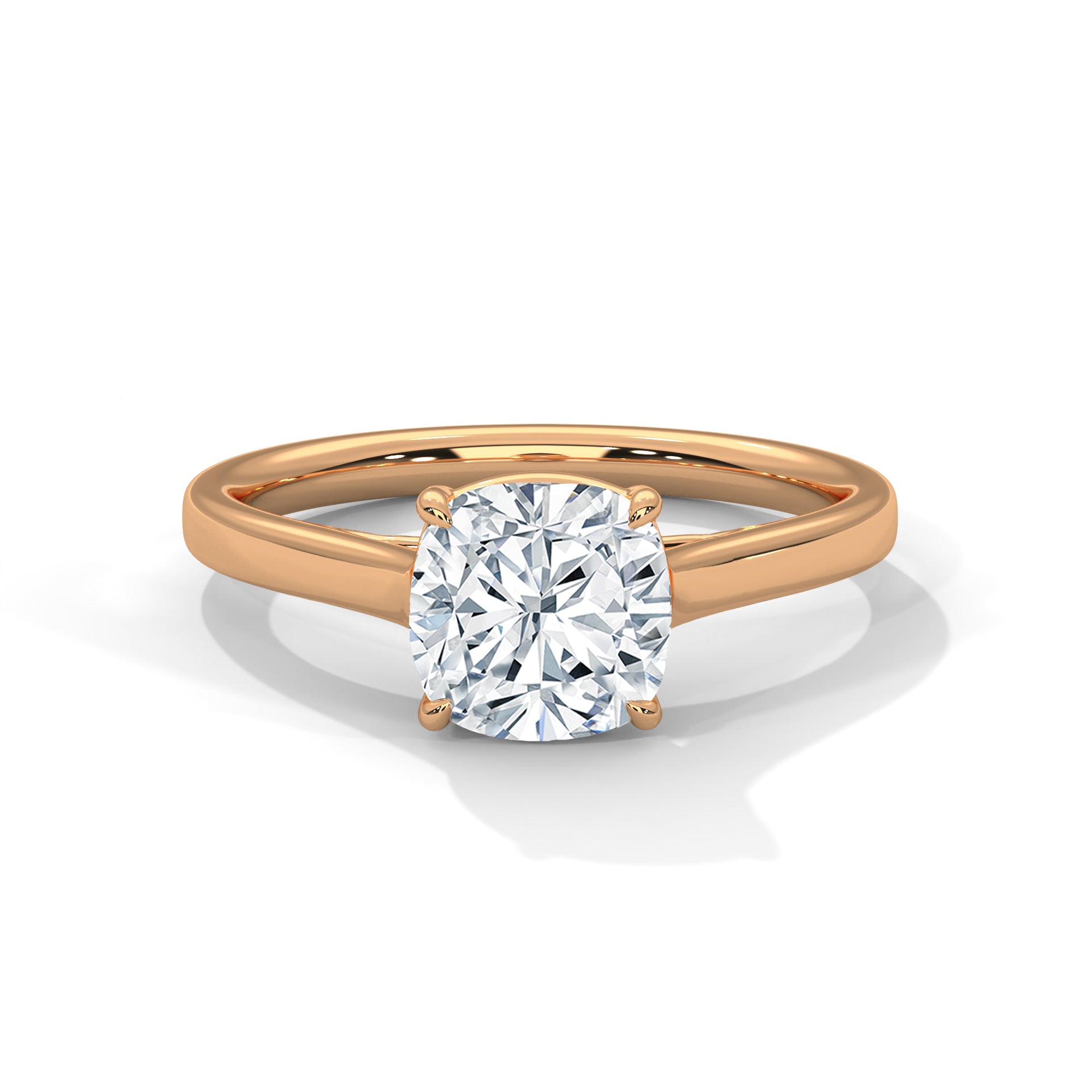 Rose Gold Cushion Cut Classic Four-Prong Solitaire Engagement & Anniversary Ring