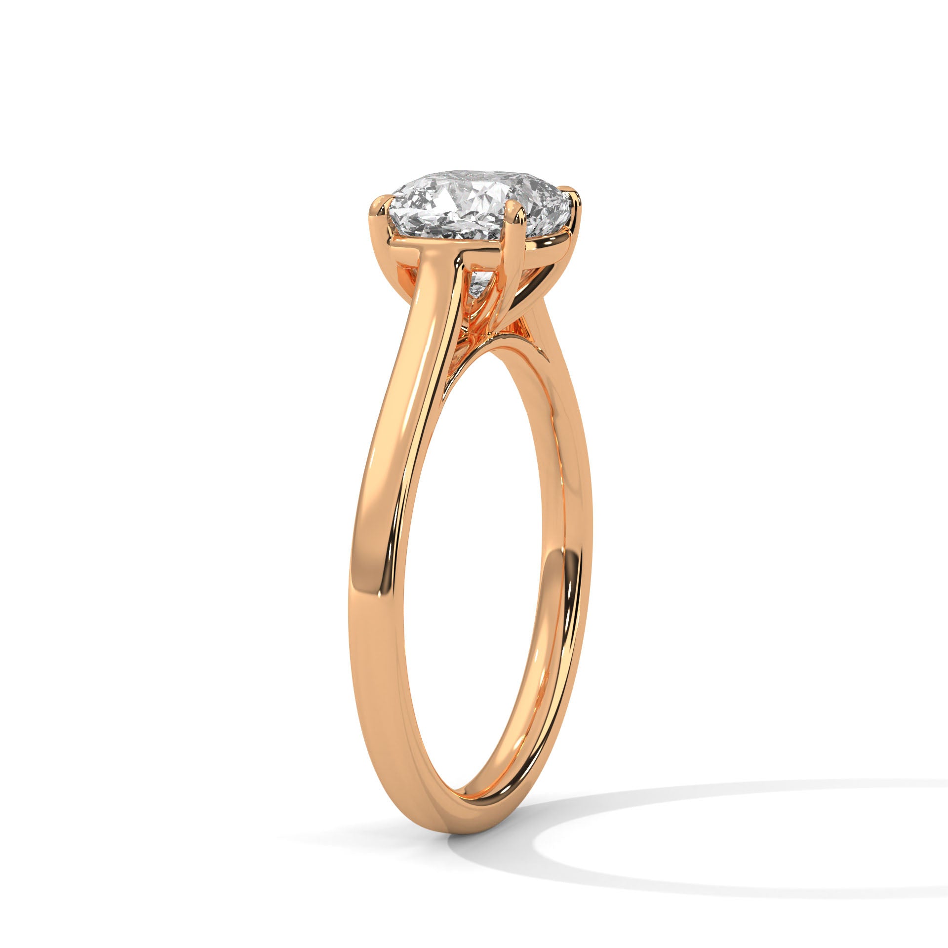 Rose Gold Cushion Cut Classic Four-Prong Solitaire Engagement & Anniversary Ring