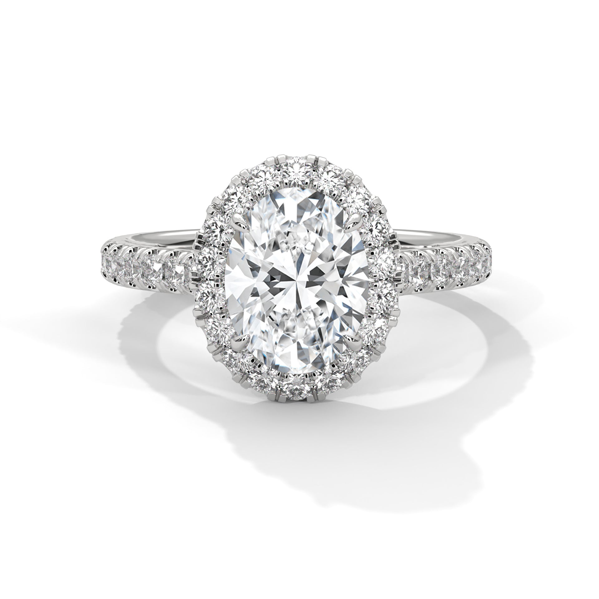Rose Gold Oval Cut Solitaire Halo Pavé Cathedral Engagement & Anniversary Ring