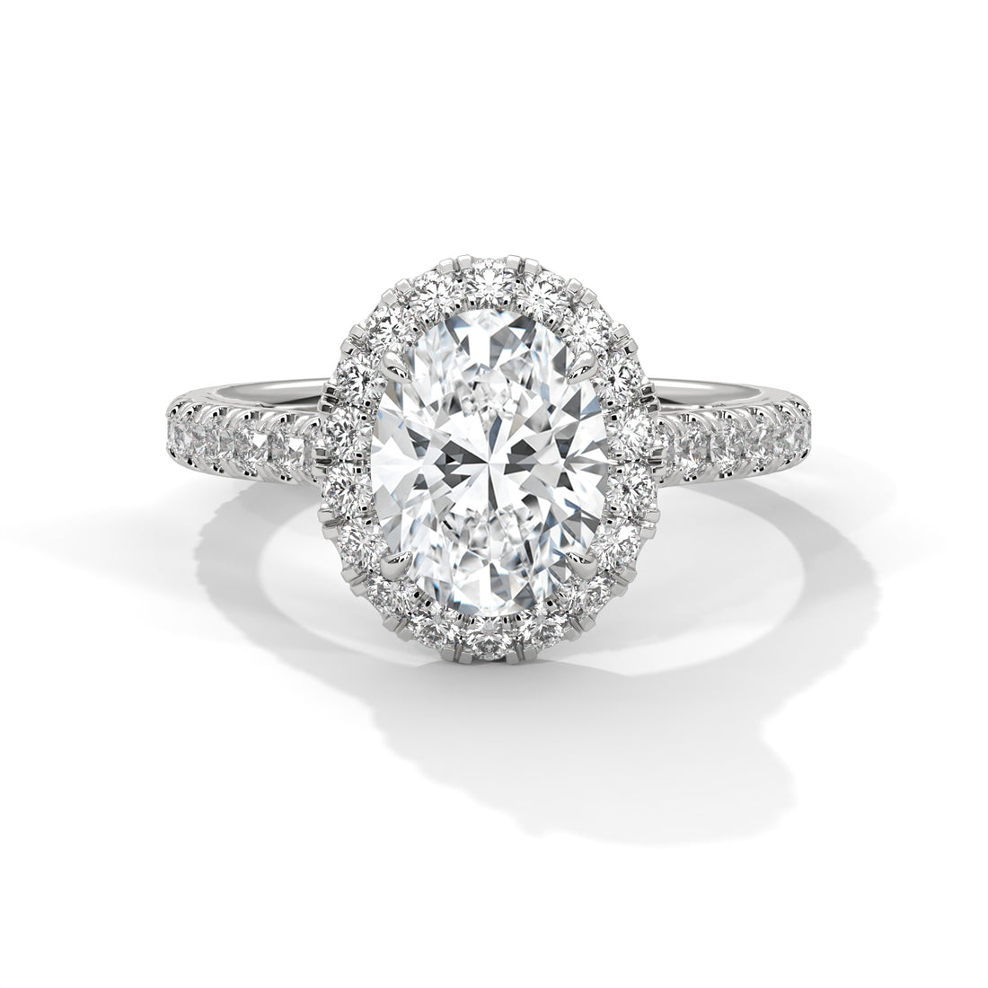 Rose Gold Oval Cut Solitaire Halo Pavé Cathedral Engagement & Anniversary Ring
