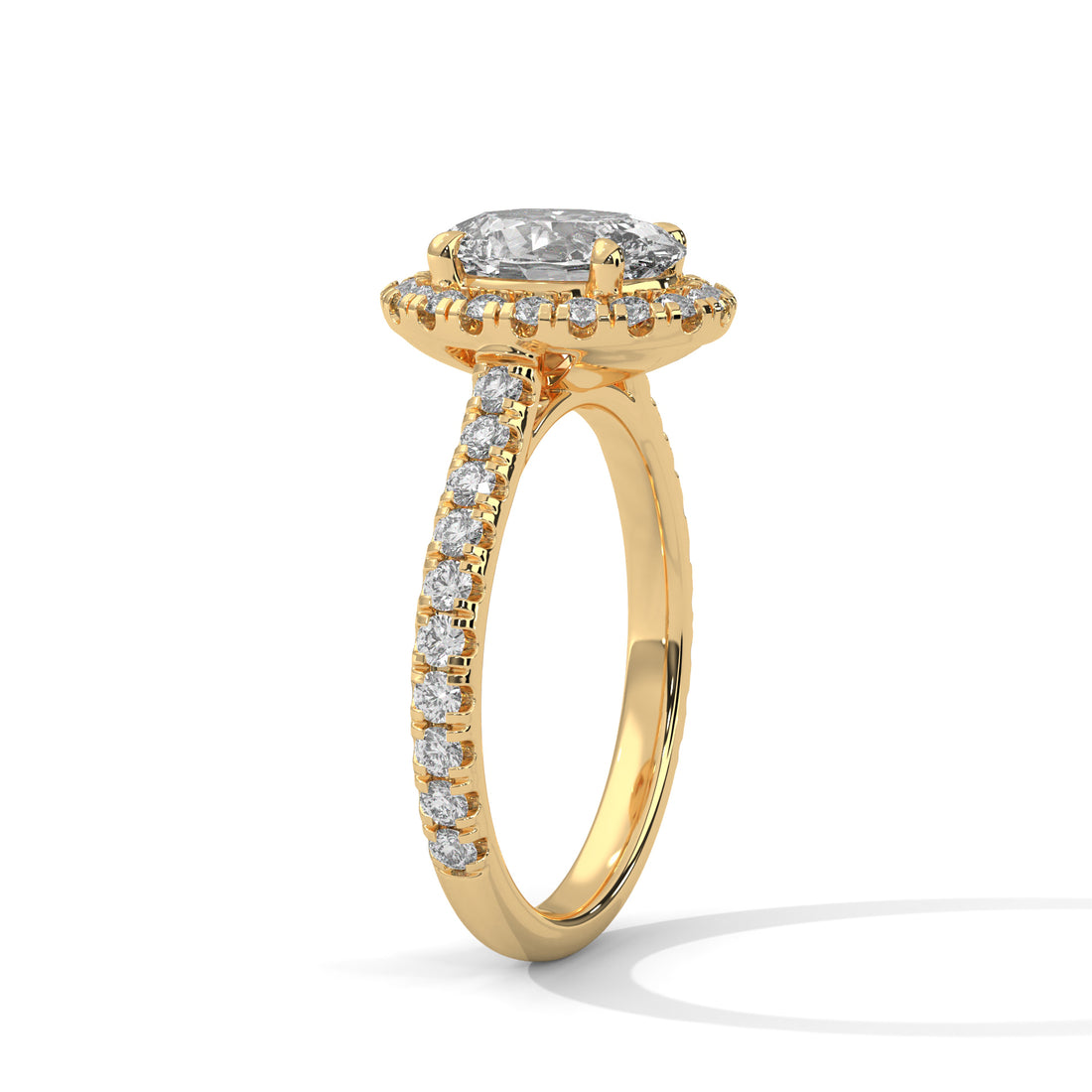 Rose Gold Oval Cut Solitaire Halo Pavé Cathedral Engagement & Anniversary Ring