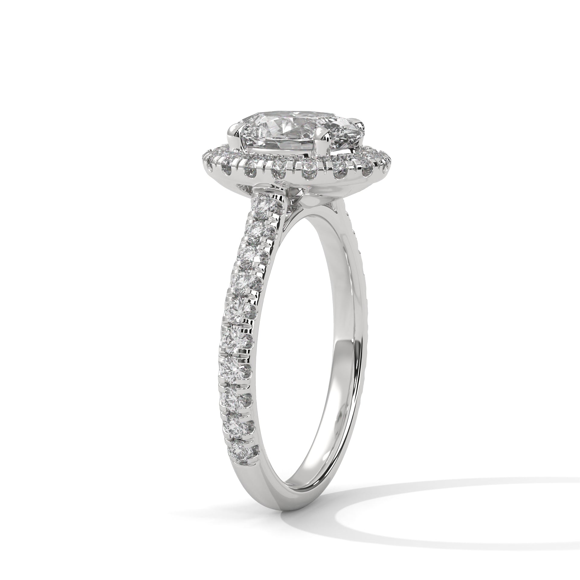 Rose Gold Oval Cut Solitaire Halo Pavé Cathedral Engagement & Anniversary Ring