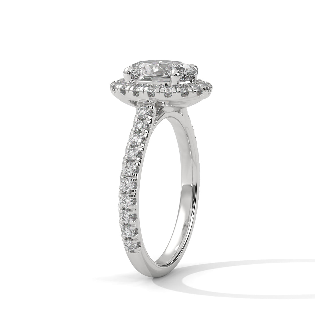 Rose Gold Oval Cut Solitaire Halo Pavé Cathedral Engagement & Anniversary Ring