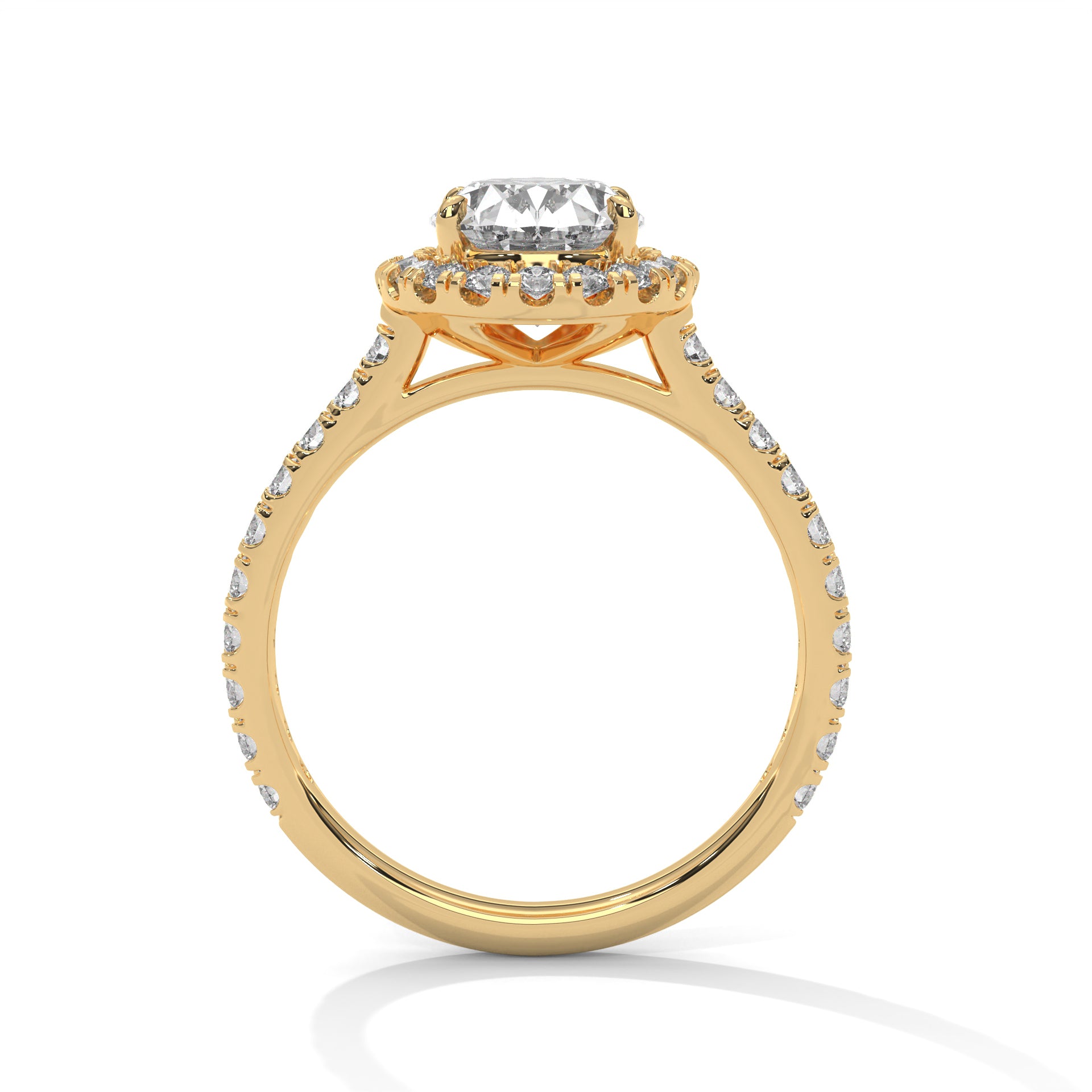 Rose Gold Oval Cut Solitaire Halo Pavé Cathedral Engagement & Anniversary Ring