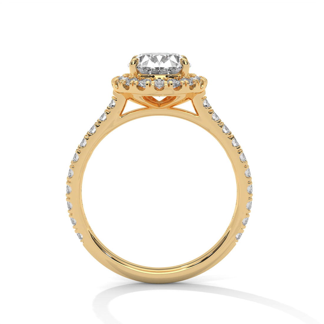 Rose Gold Oval Cut Solitaire Halo Pavé Cathedral Engagement & Anniversary Ring
