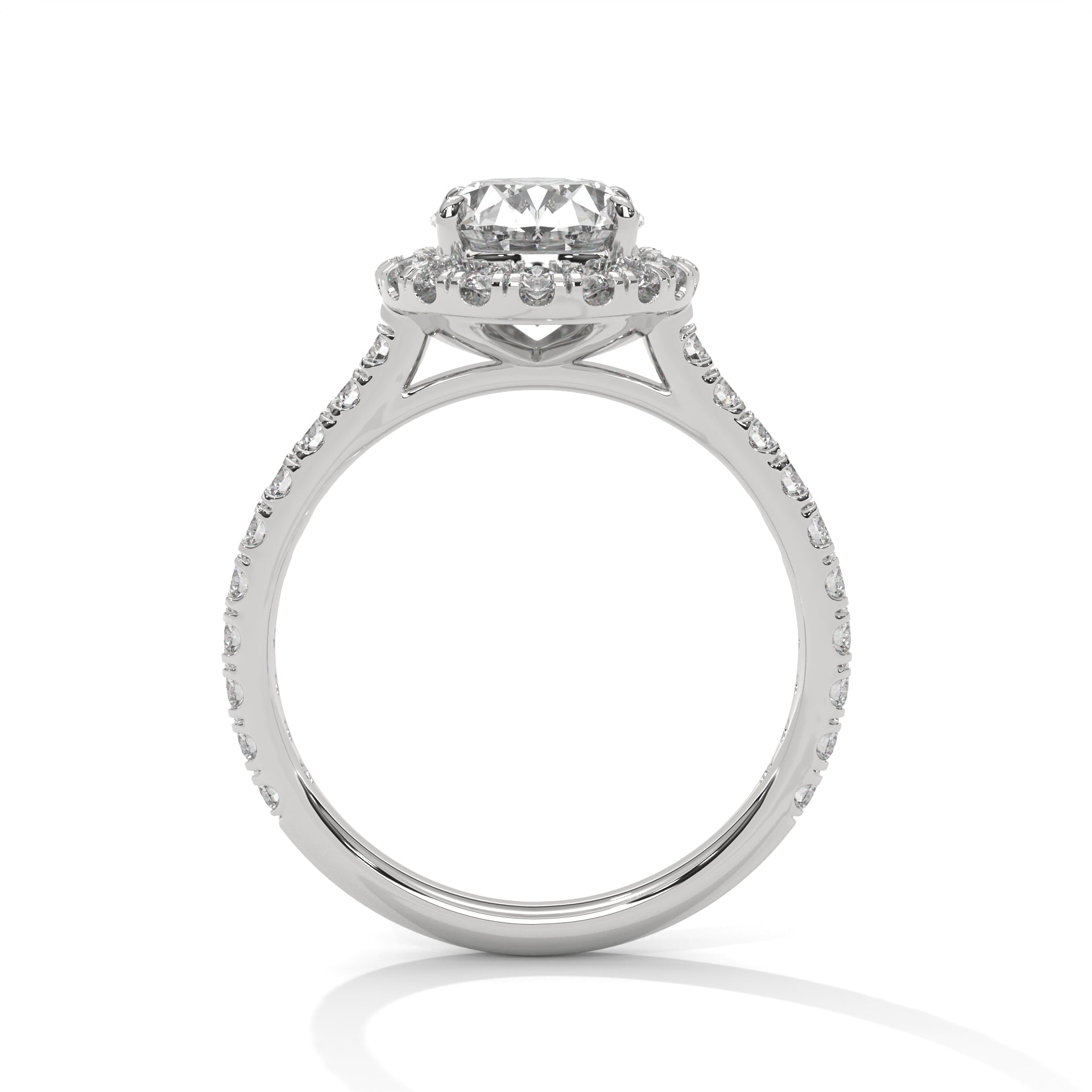 Rose Gold Oval Cut Solitaire Halo Pavé Cathedral Engagement & Anniversary Ring