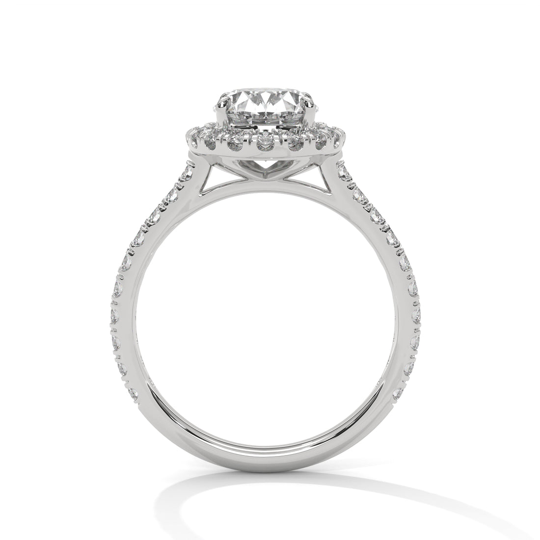 Rose Gold Oval Cut Solitaire Halo Pavé Cathedral Engagement & Anniversary Ring
