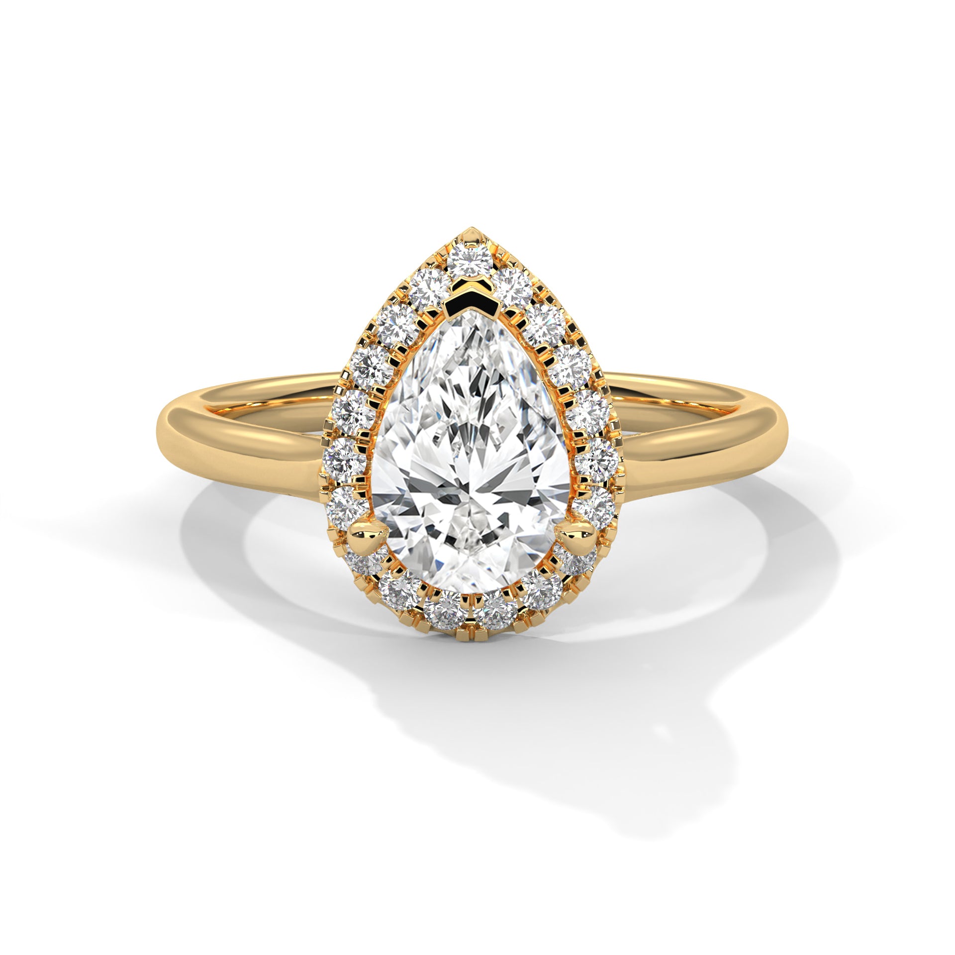 Rose Gold Pear Cut V-Tip Halo Solitaire Engagement & Anniversary Ring