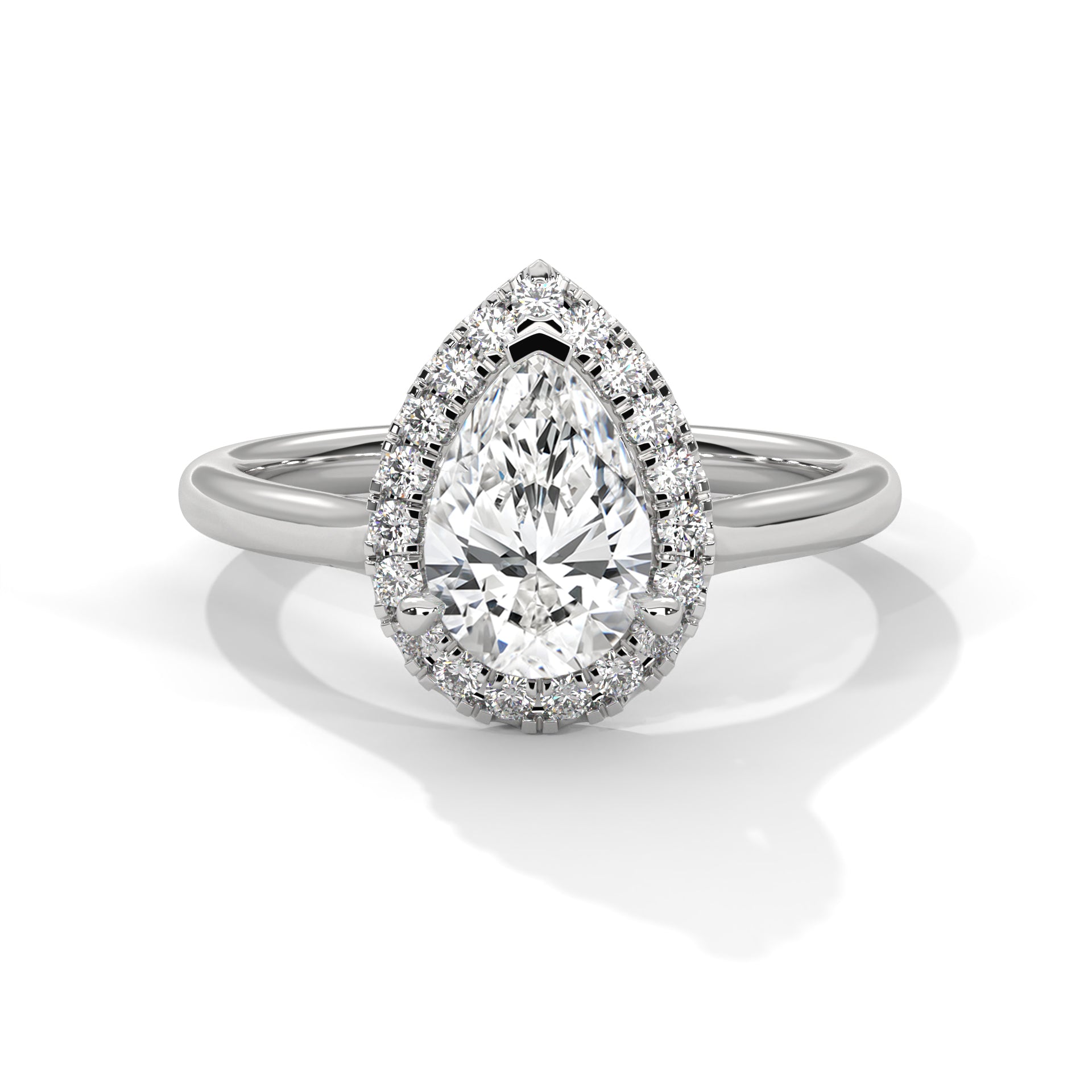 Rose Gold Pear Cut V-Tip Halo Solitaire Engagement & Anniversary Ring