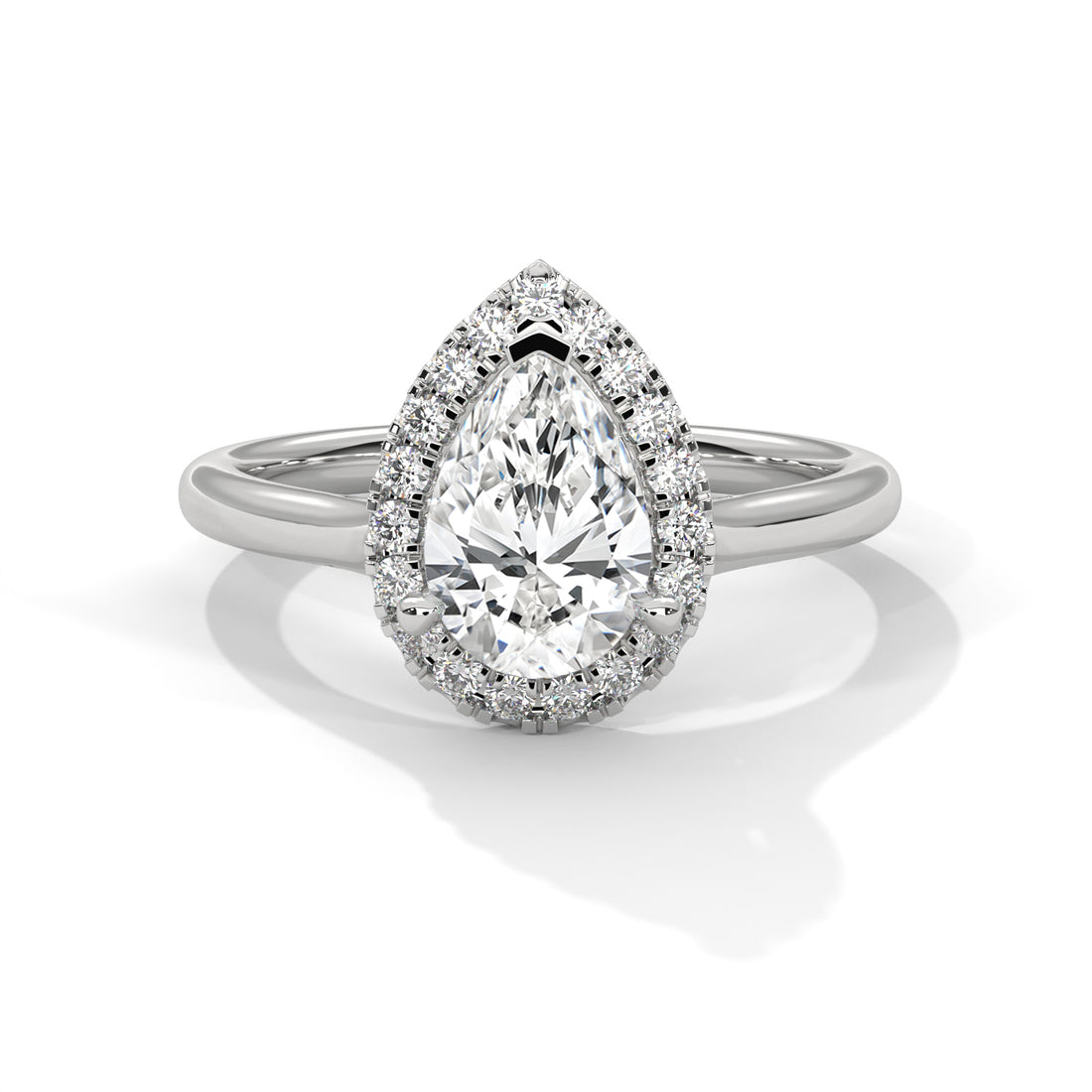 Rose Gold Pear Cut V-Tip Halo Solitaire Engagement & Anniversary Ring