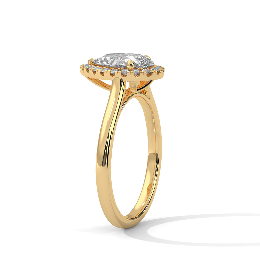 Rose Gold Pear Cut V-Tip Halo Solitaire Engagement & Anniversary Ring