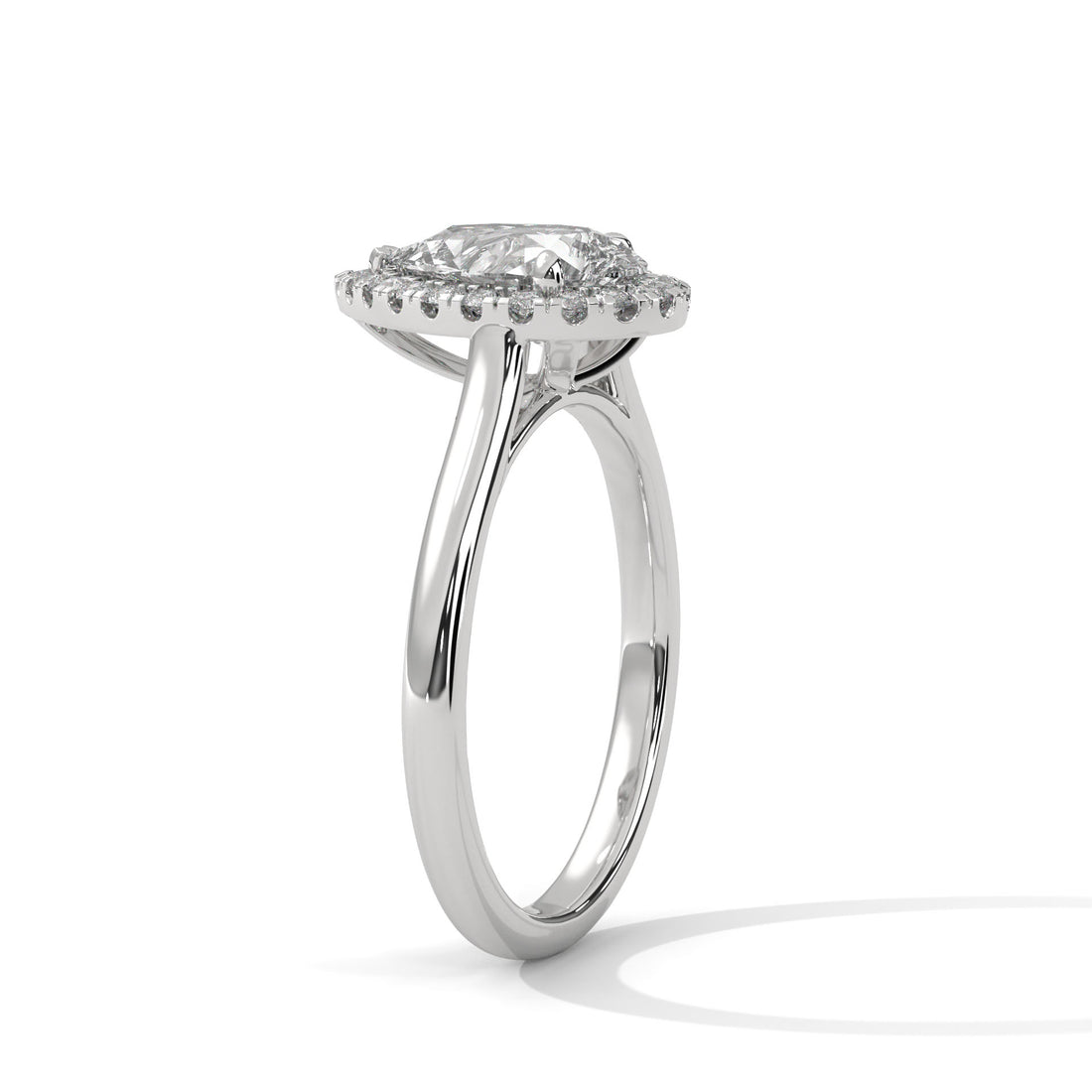 Rose Gold Pear Cut V-Tip Halo Solitaire Engagement & Anniversary Ring