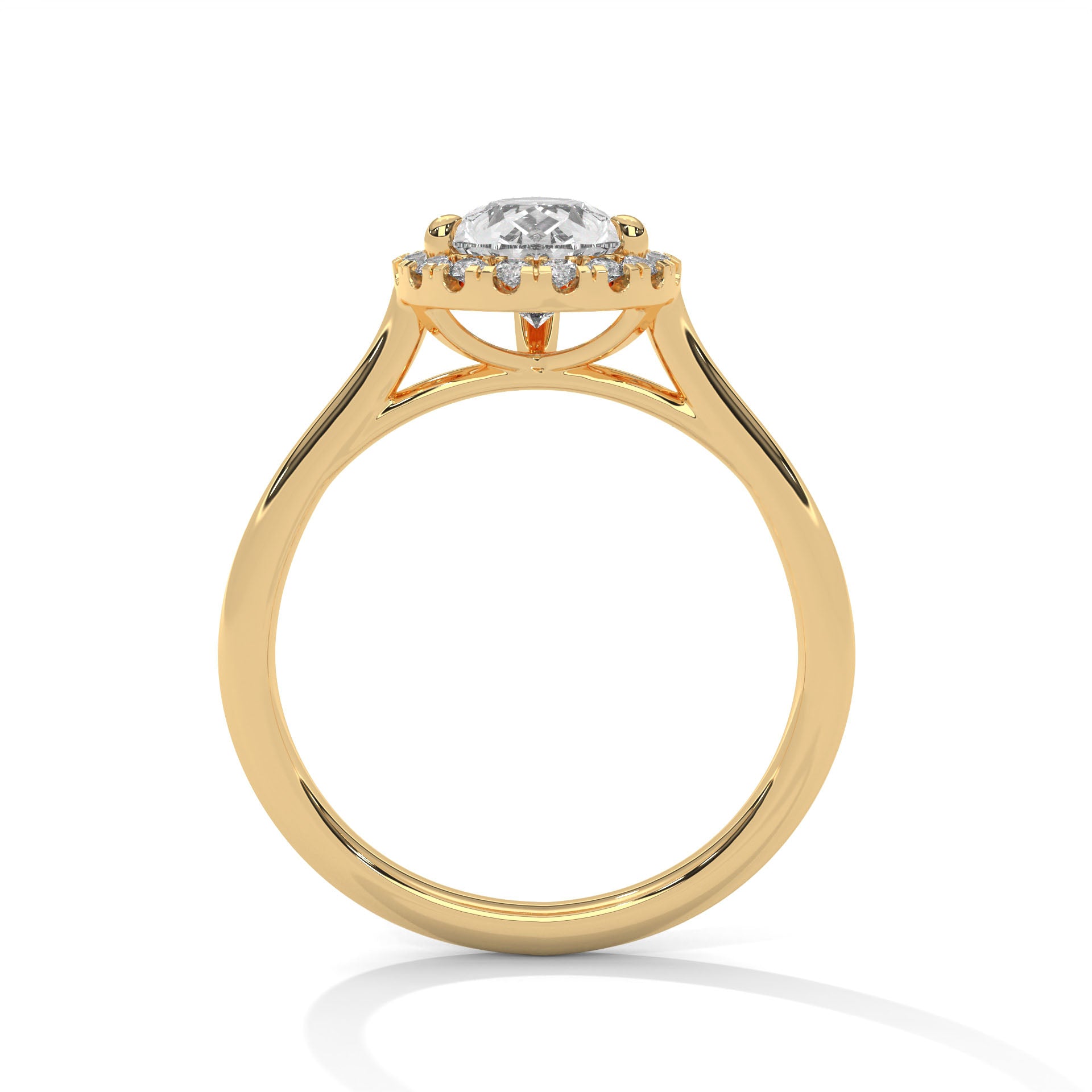 Rose Gold Pear Cut V-Tip Halo Solitaire Engagement & Anniversary Ring