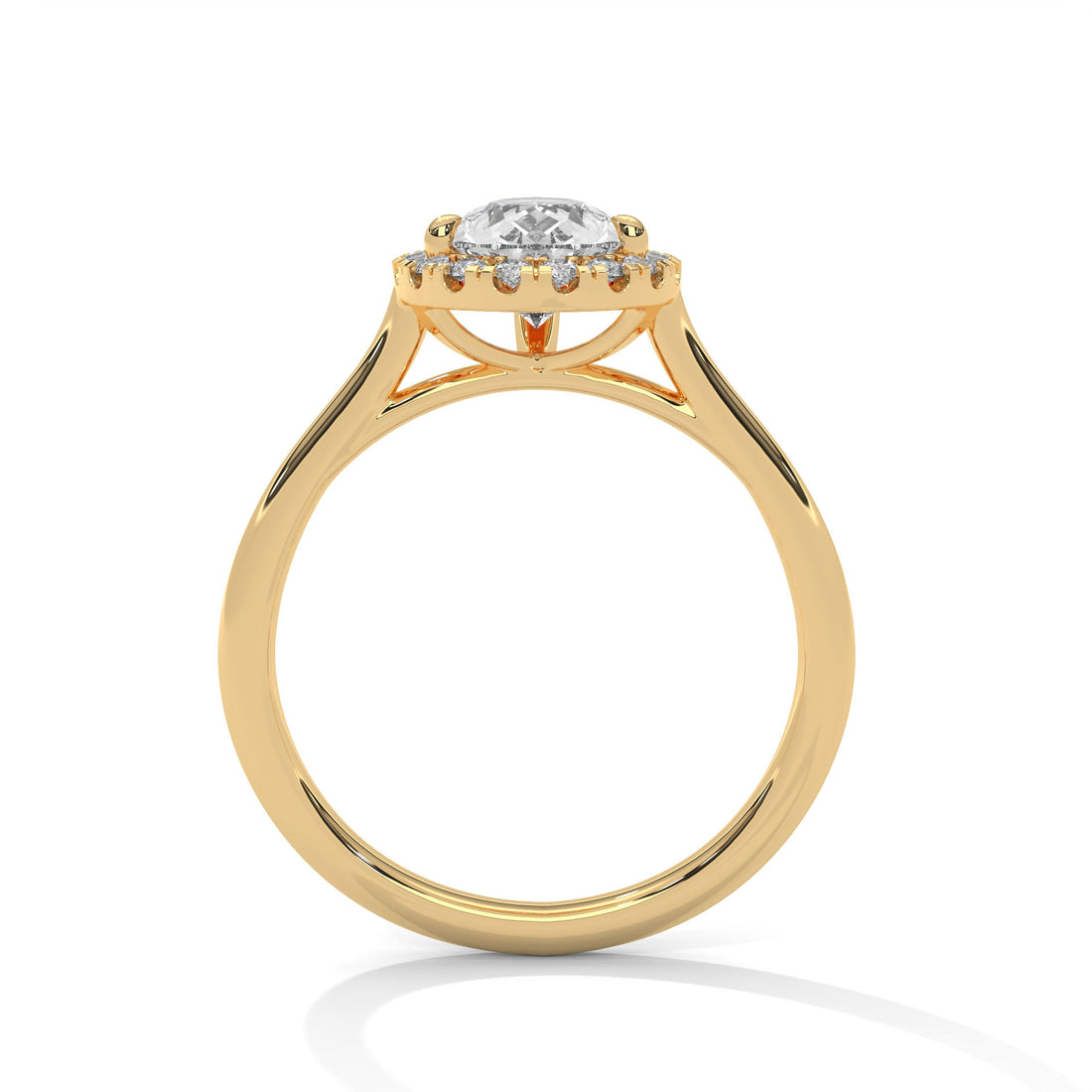 Rose Gold Pear Cut V-Tip Halo Solitaire Engagement & Anniversary Ring