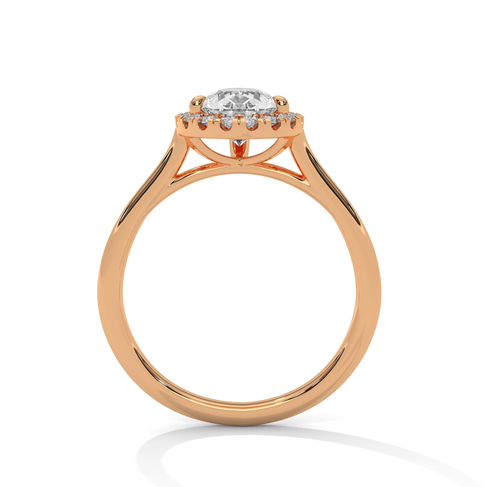 Rose Gold Pear Cut V-Tip Halo Solitaire Engagement & Anniversary Ring