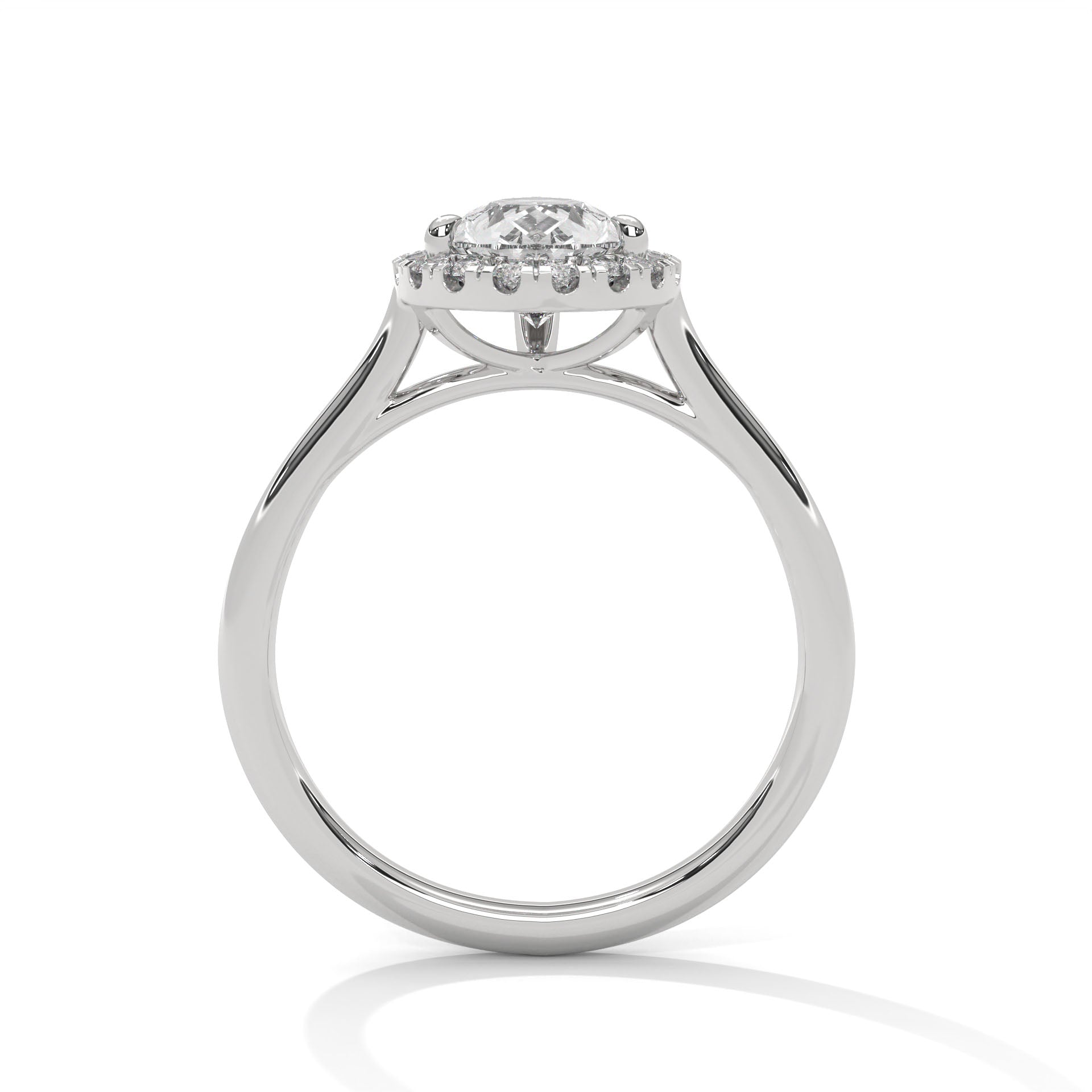 Rose Gold Pear Cut V-Tip Halo Solitaire Engagement & Anniversary Ring