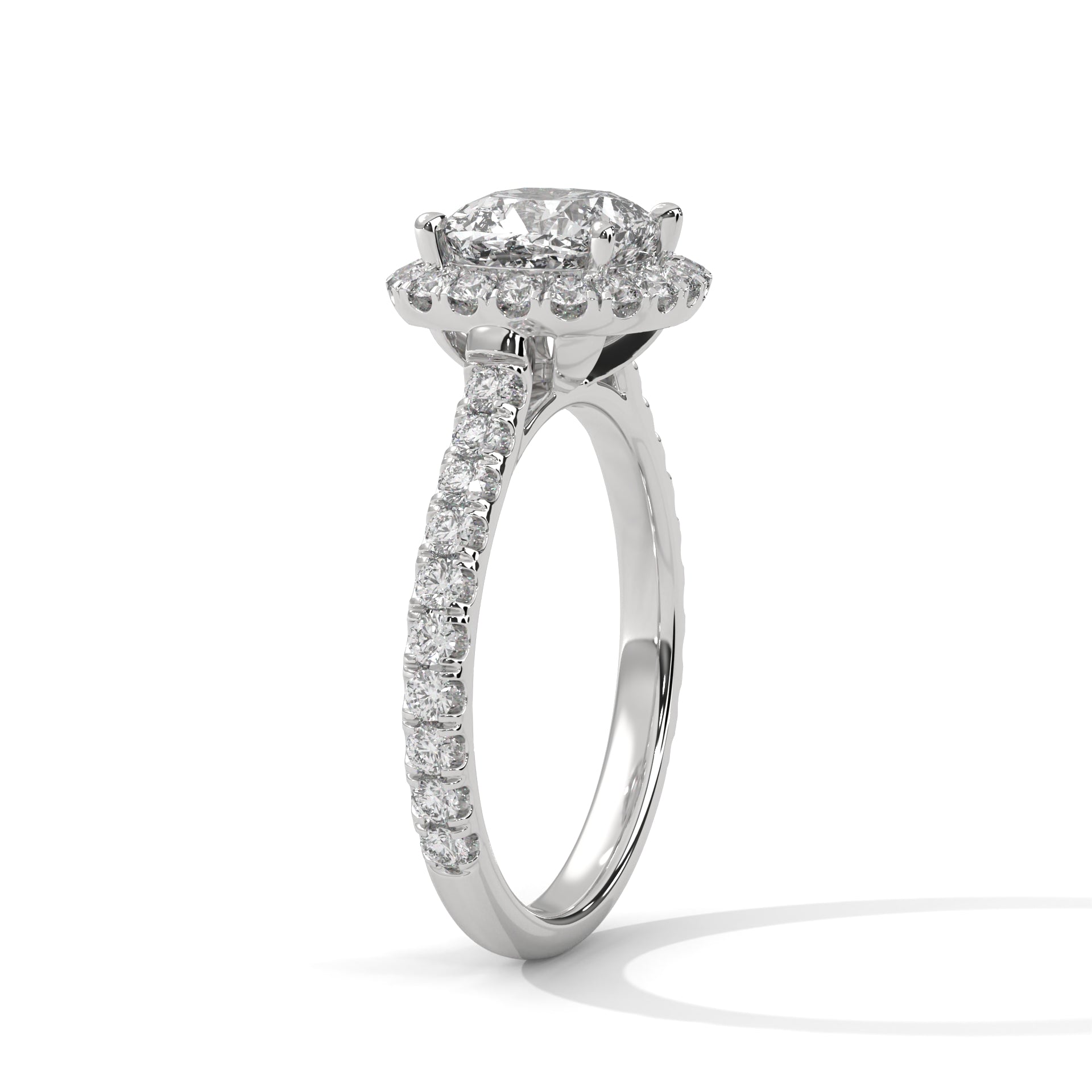 Rose Gold Cushion Cut Solitaire Halo Pavé Cathedral Engagement & Anniversary Ring