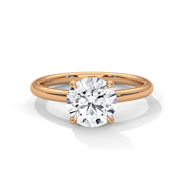 Rose Gold Round Cut Classic Four-Prong Solitaire Engagement & Anniversary Ring