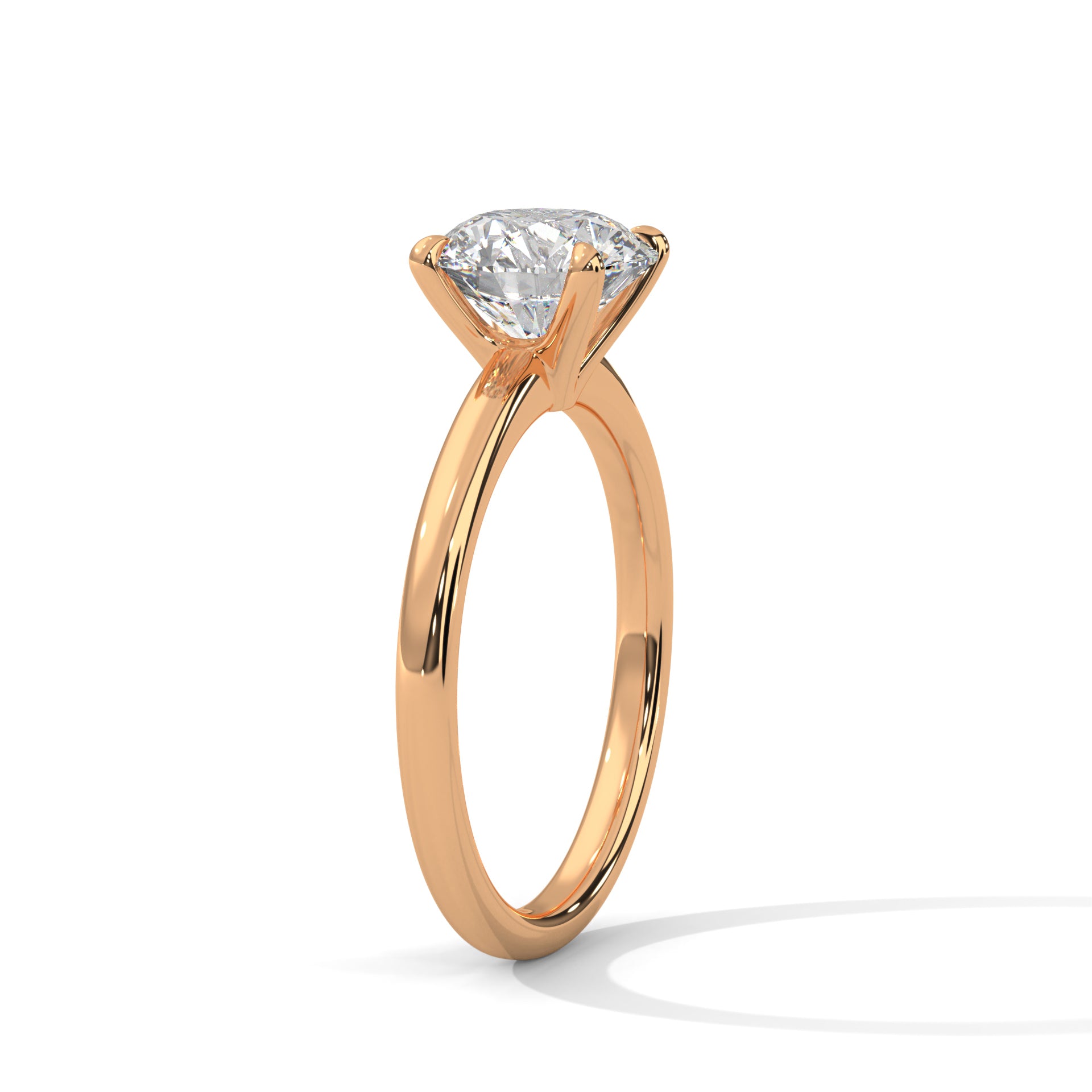 Rose Gold Round Cut Classic Four-Prong Solitaire Engagement & Anniversary Ring