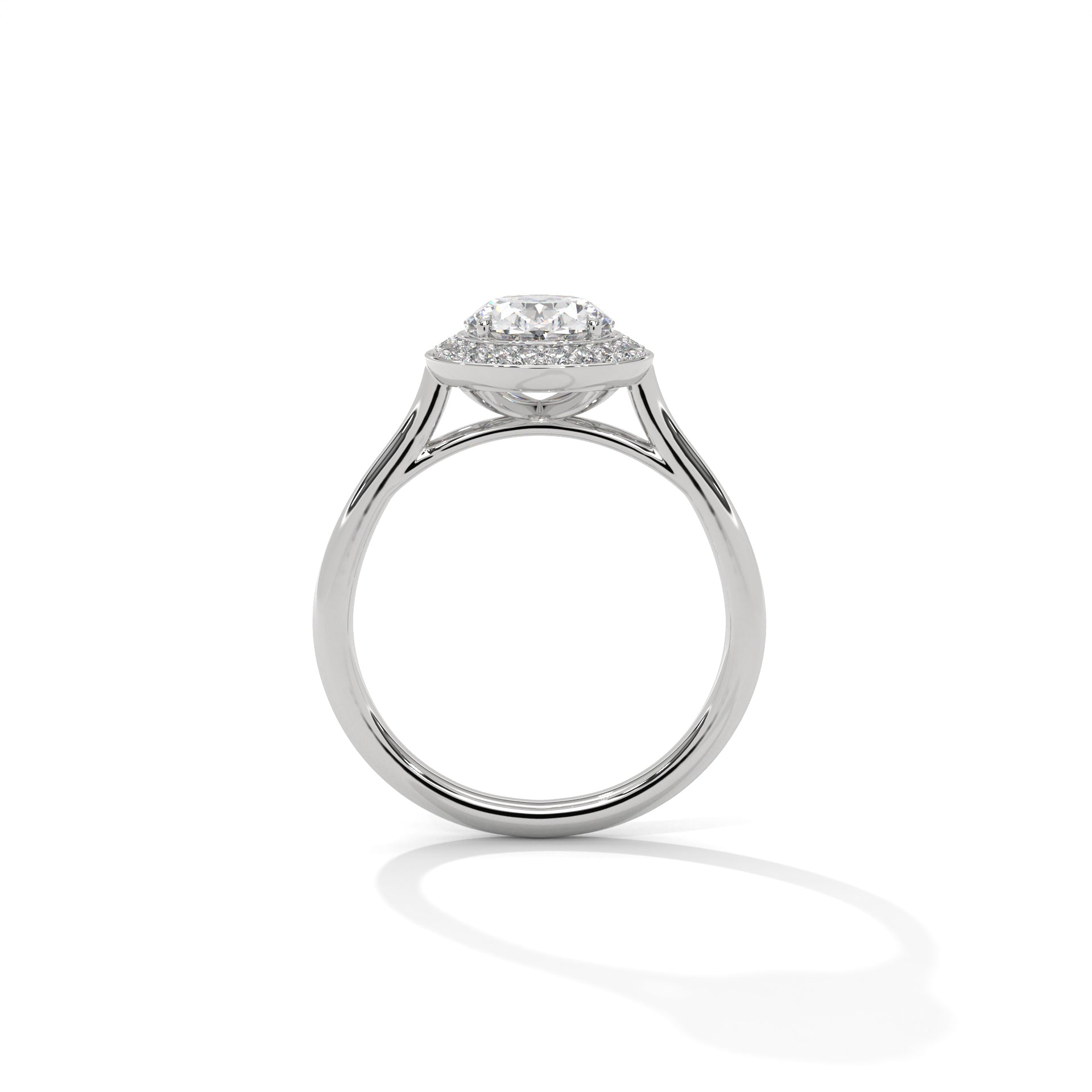 Rose Gold Oval Cut Solitaire Bezel-Style Halo Engagement & Anniversary Ring