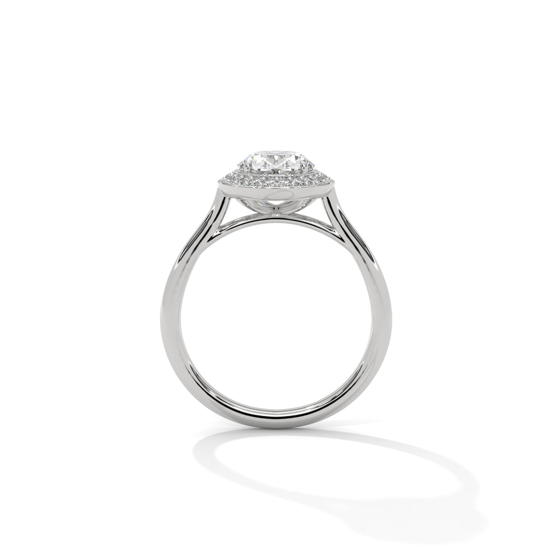 Rose Gold Oval Cut Solitaire Bezel-Style Halo Engagement & Anniversary Ring