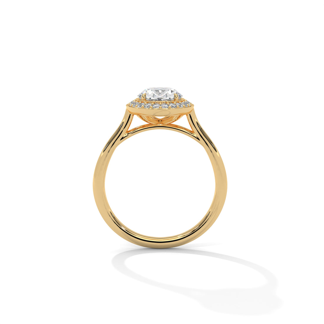 Rose Gold Oval Cut Solitaire Bezel-Style Halo Engagement & Anniversary Ring