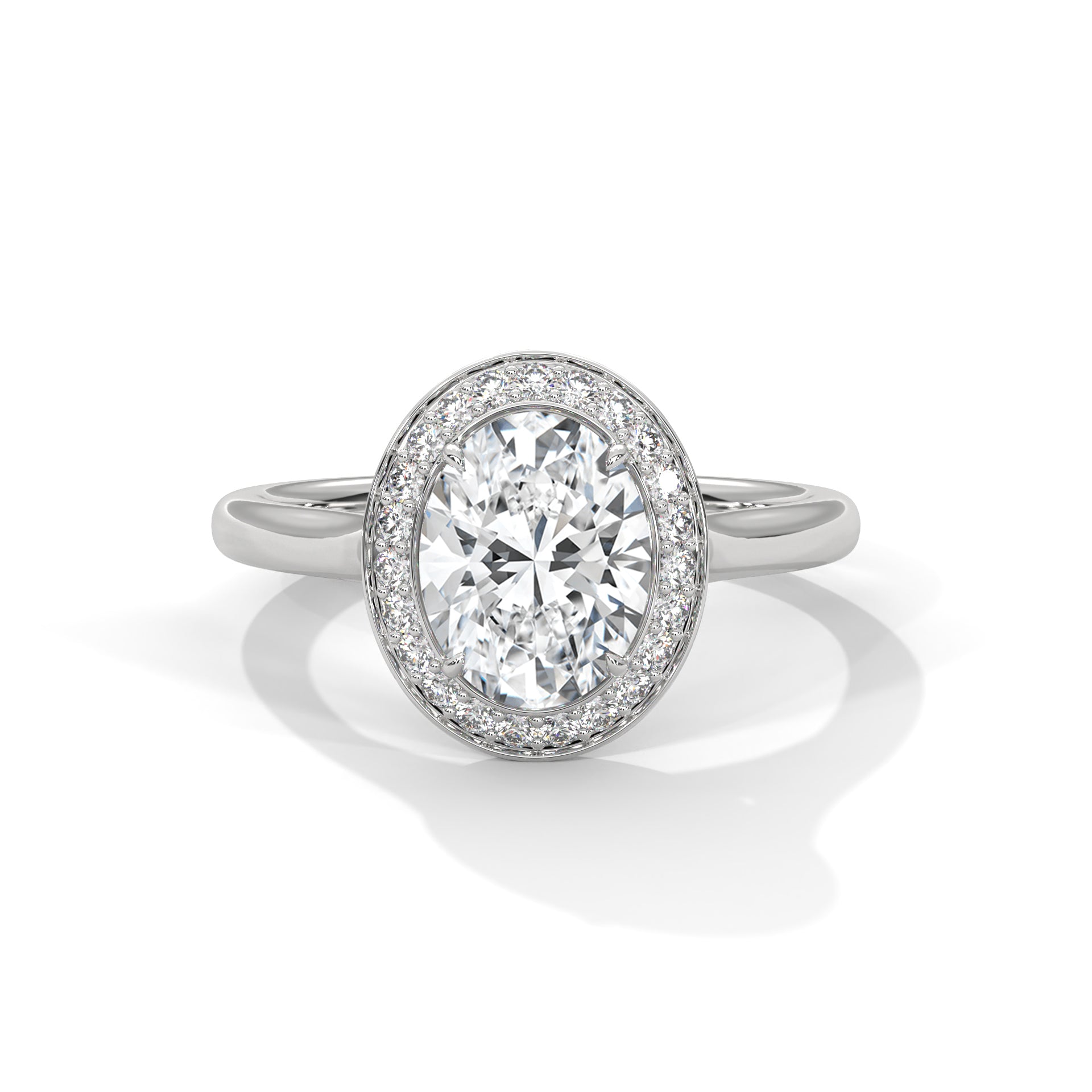 Rose Gold Oval Cut Solitaire Bezel-Style Halo Engagement & Anniversary Ring
